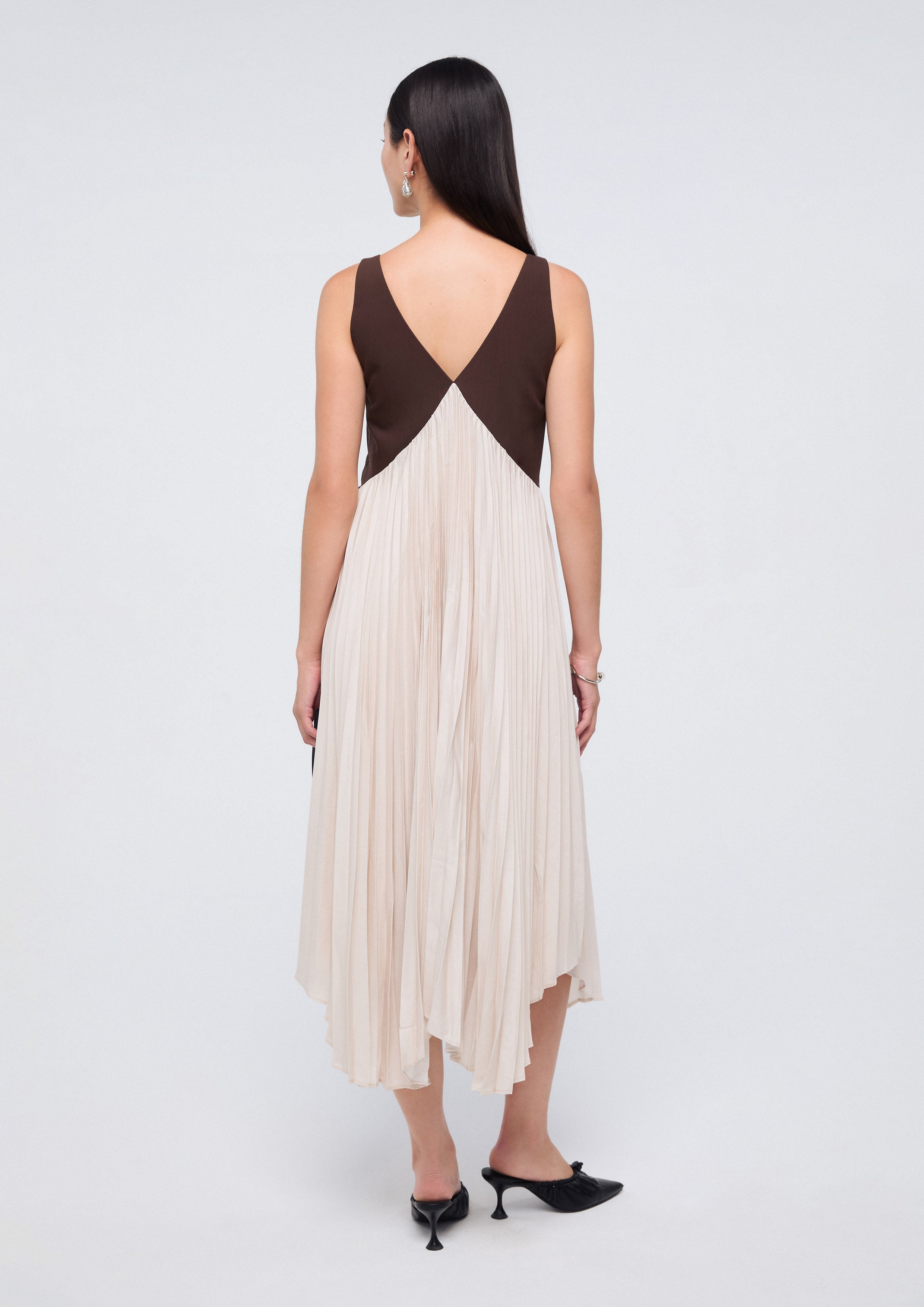 เดรสมิดิพิมพ์ลายกระโปรงพลีท