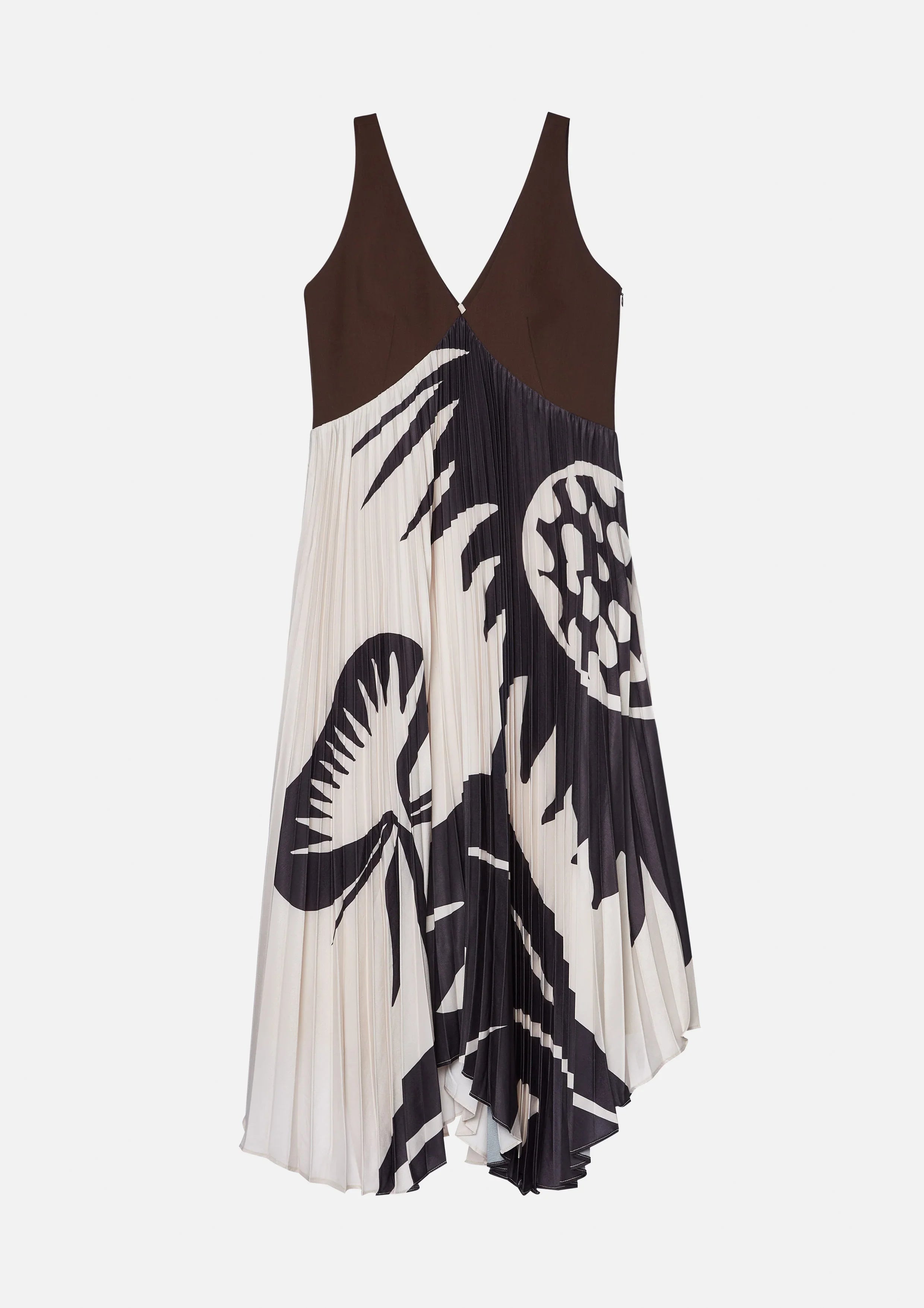 Print Pleated Skirt Midi Dress