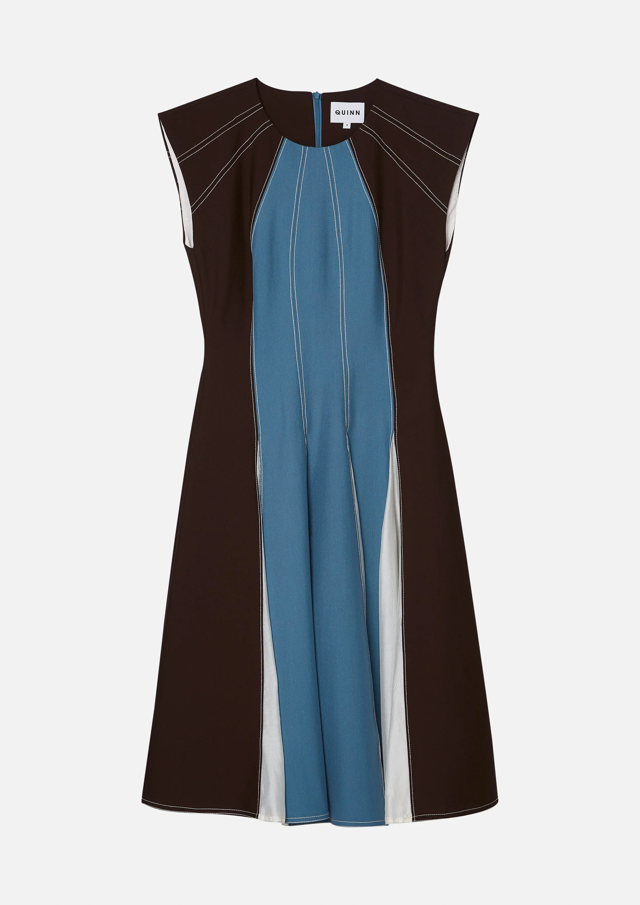 เดรสสั้นพาแนลแขนกุด