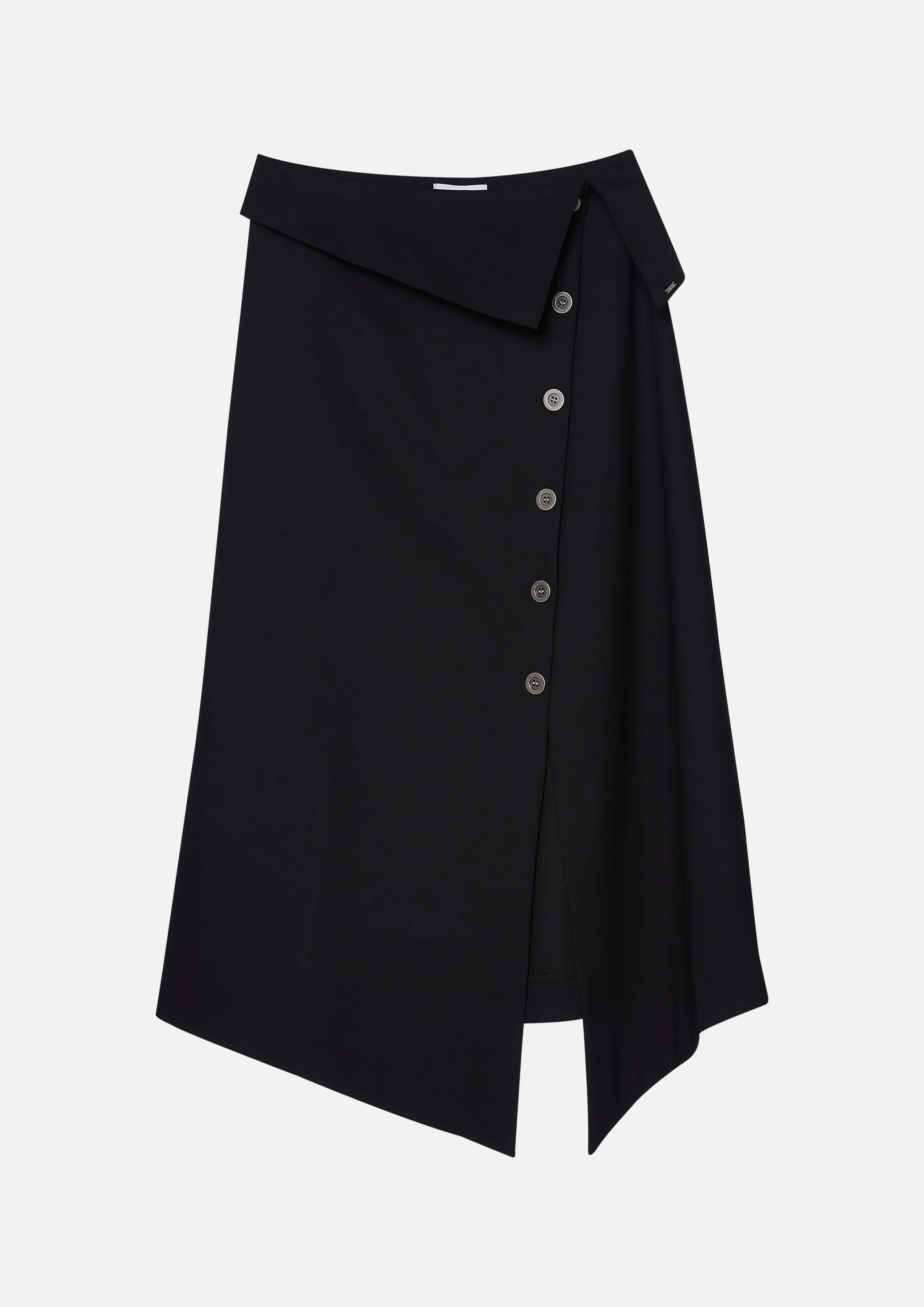 Flap Waist Button Midi Skirt
