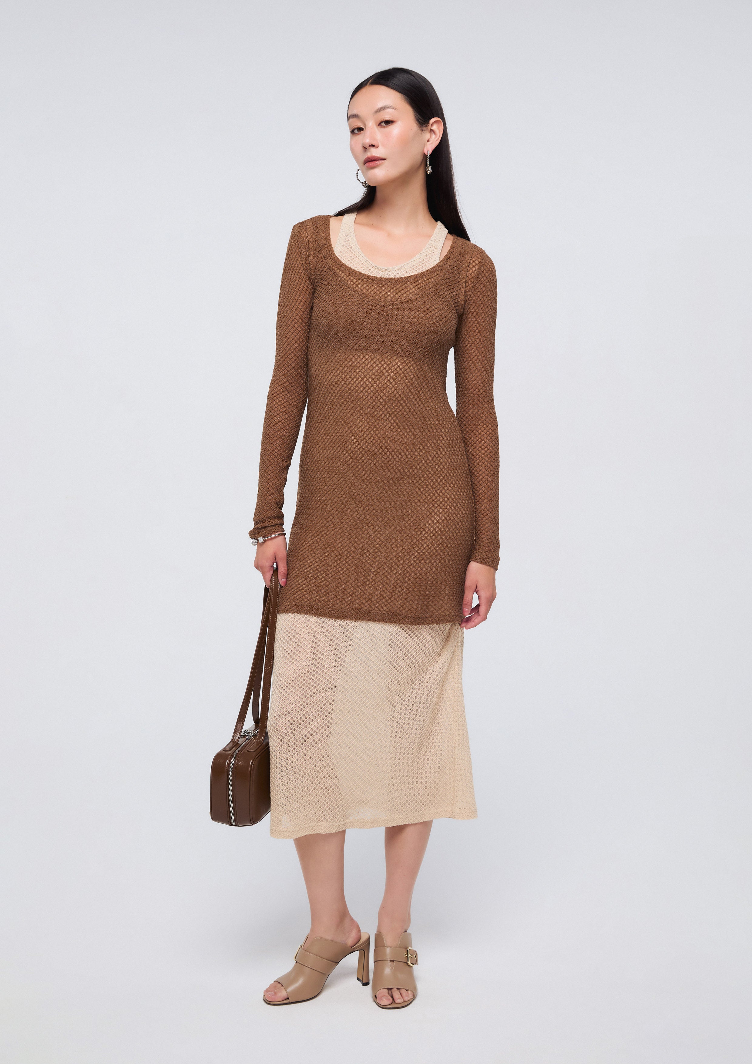 เดรสยาวเลเยอร์ผ้านิต