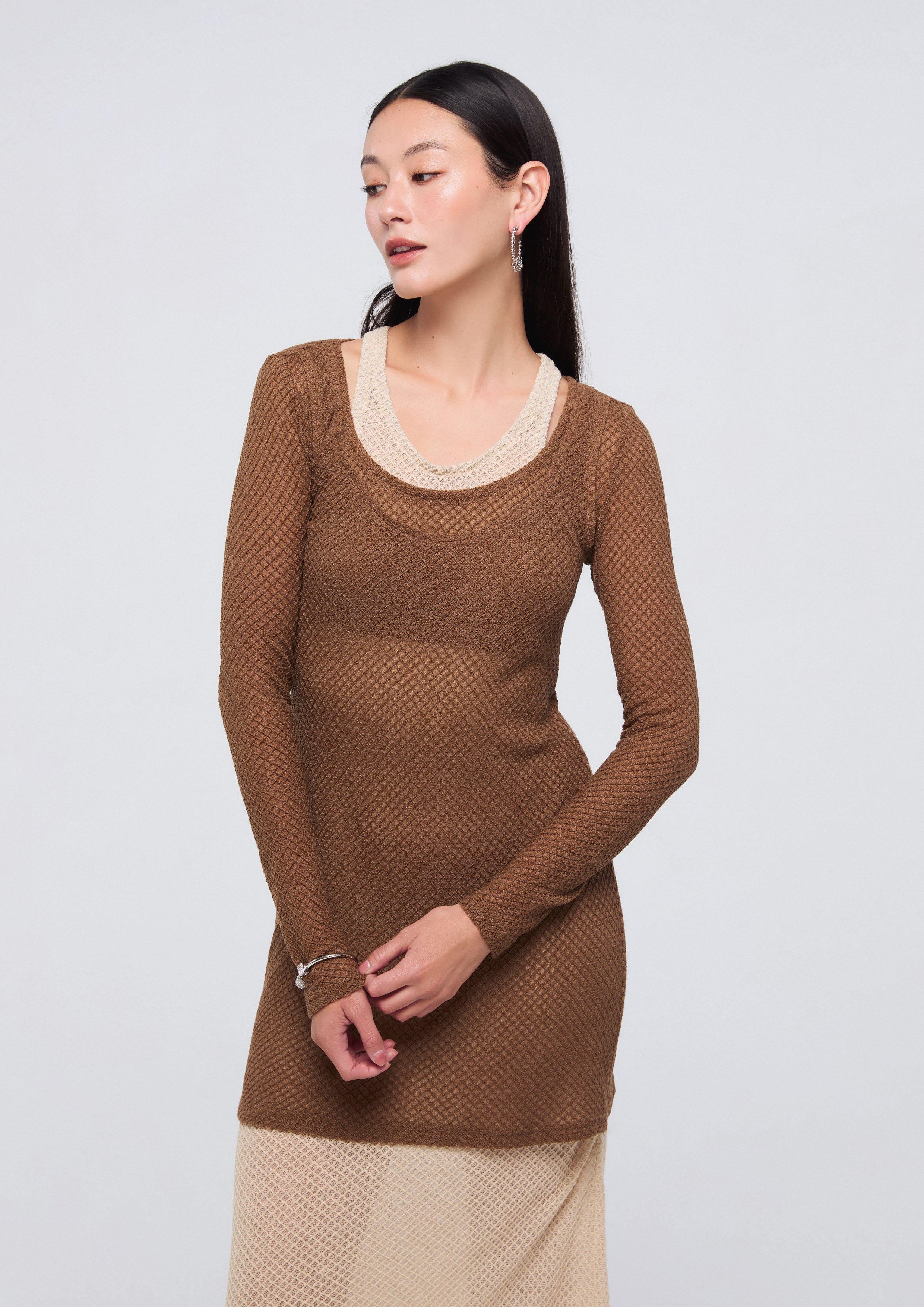 เดรสยาวเลเยอร์ผ้านิต