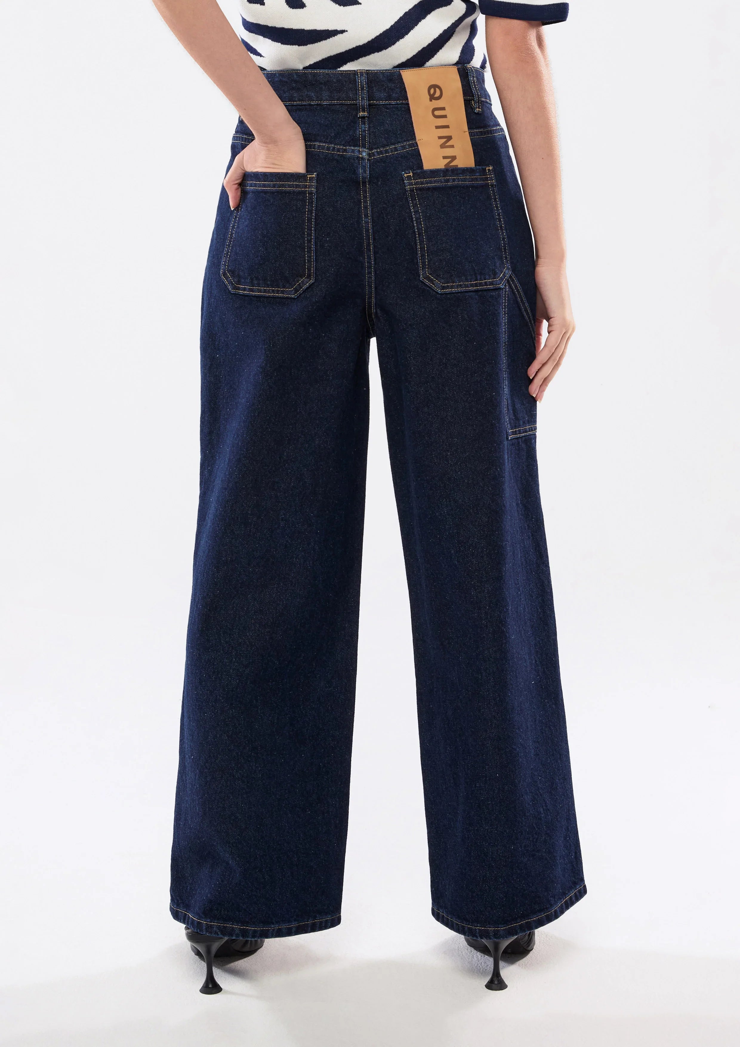 Constrast Stitching Cargo Denim Pants