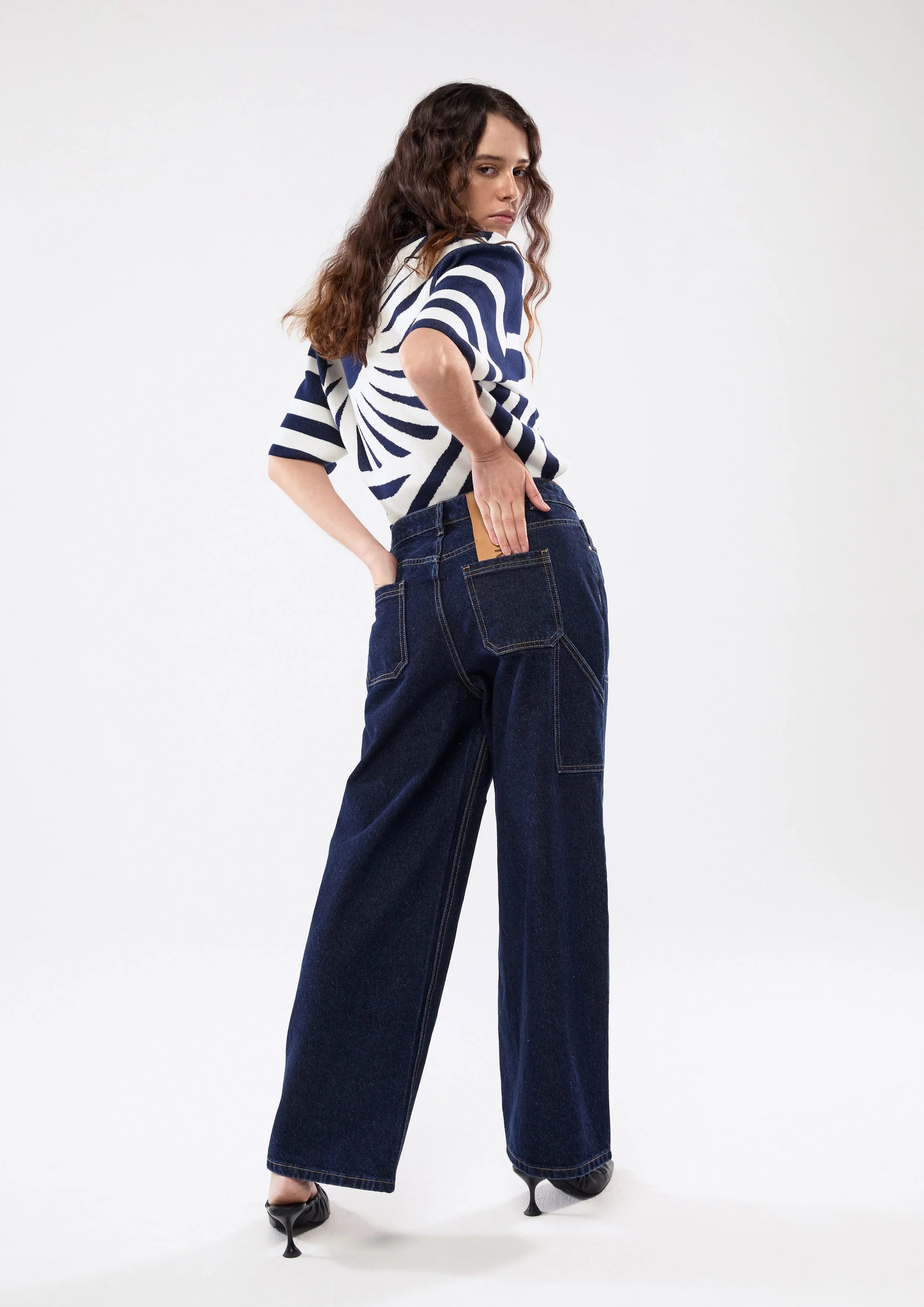 Constrast Stitching Cargo Denim Pants