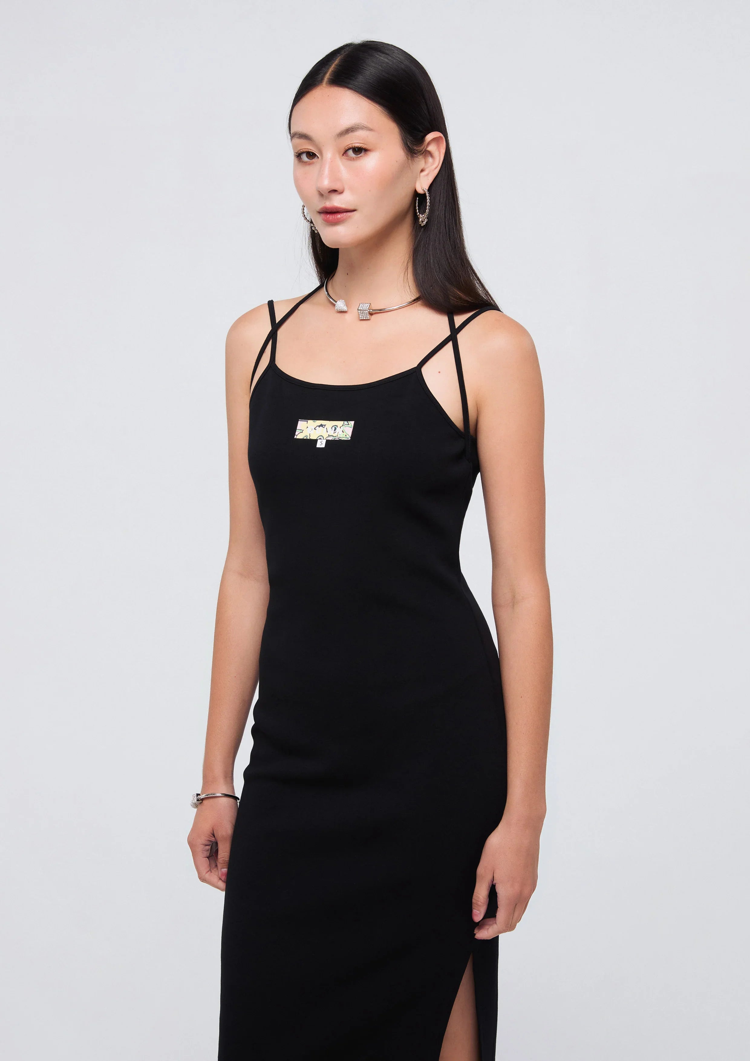 Logo Patch Cami Strap Midi Dress