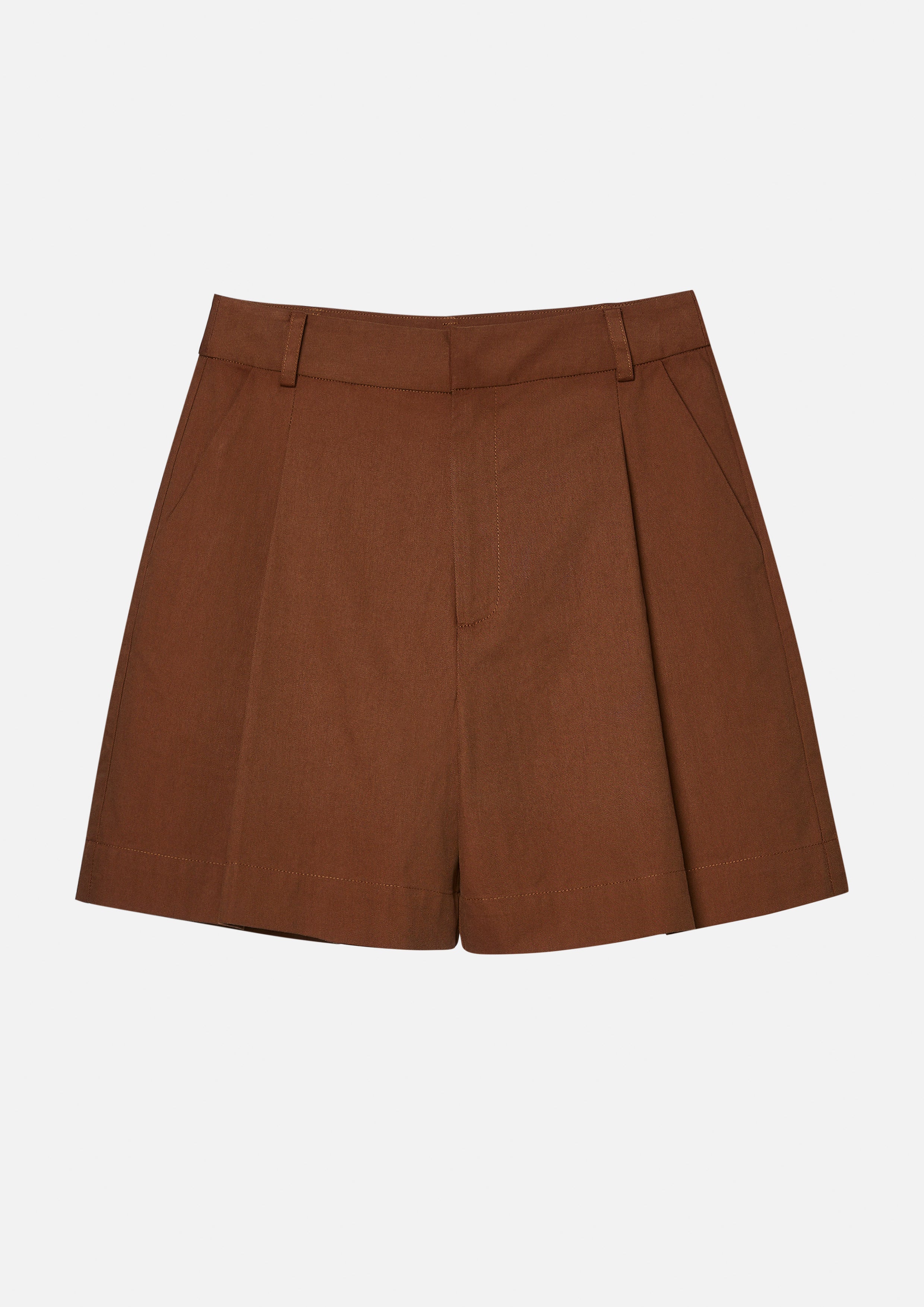 Front Pleated High Waist Shorts