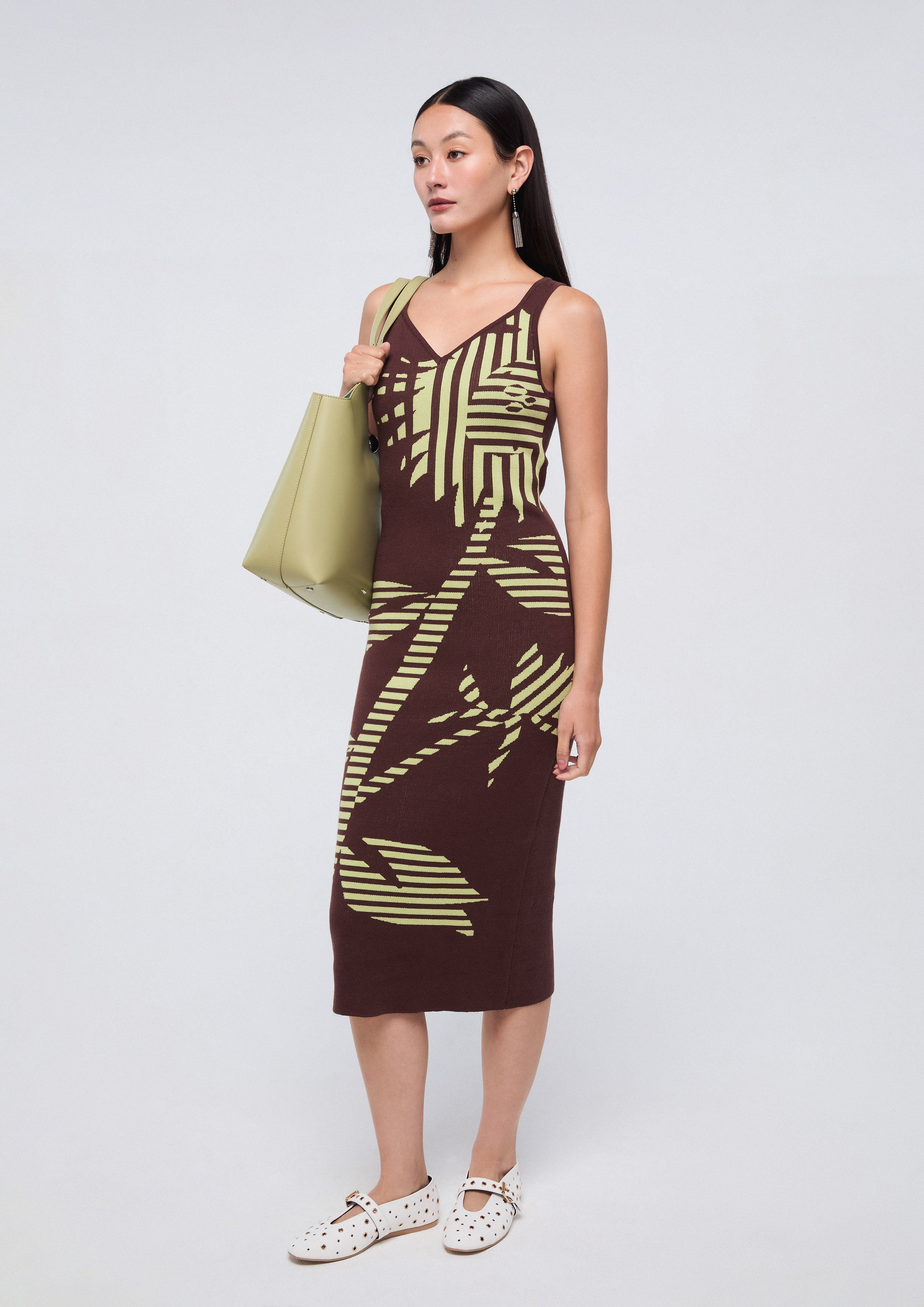 Print Knitted Midi Dress