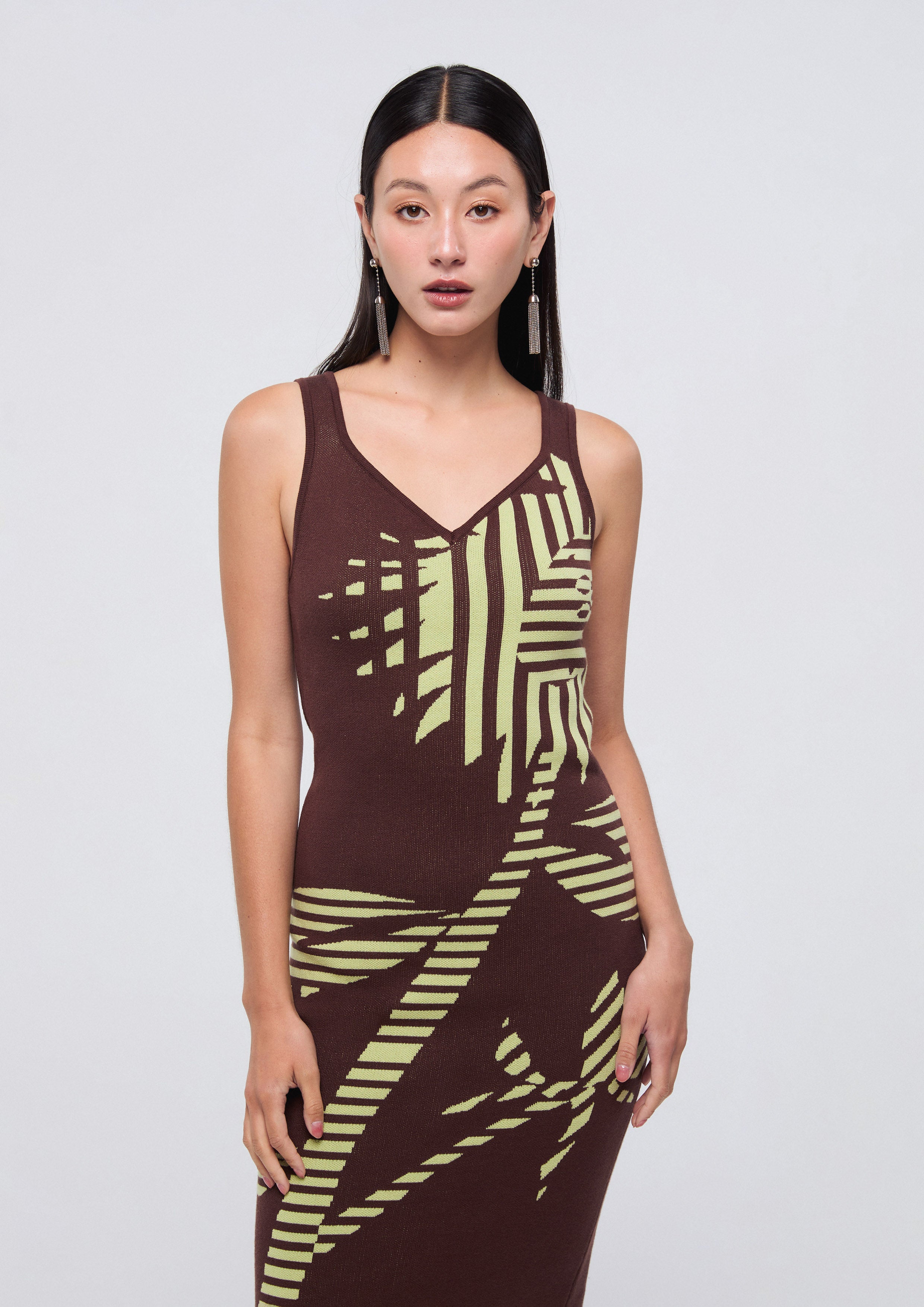 Print Knitted Midi Dress