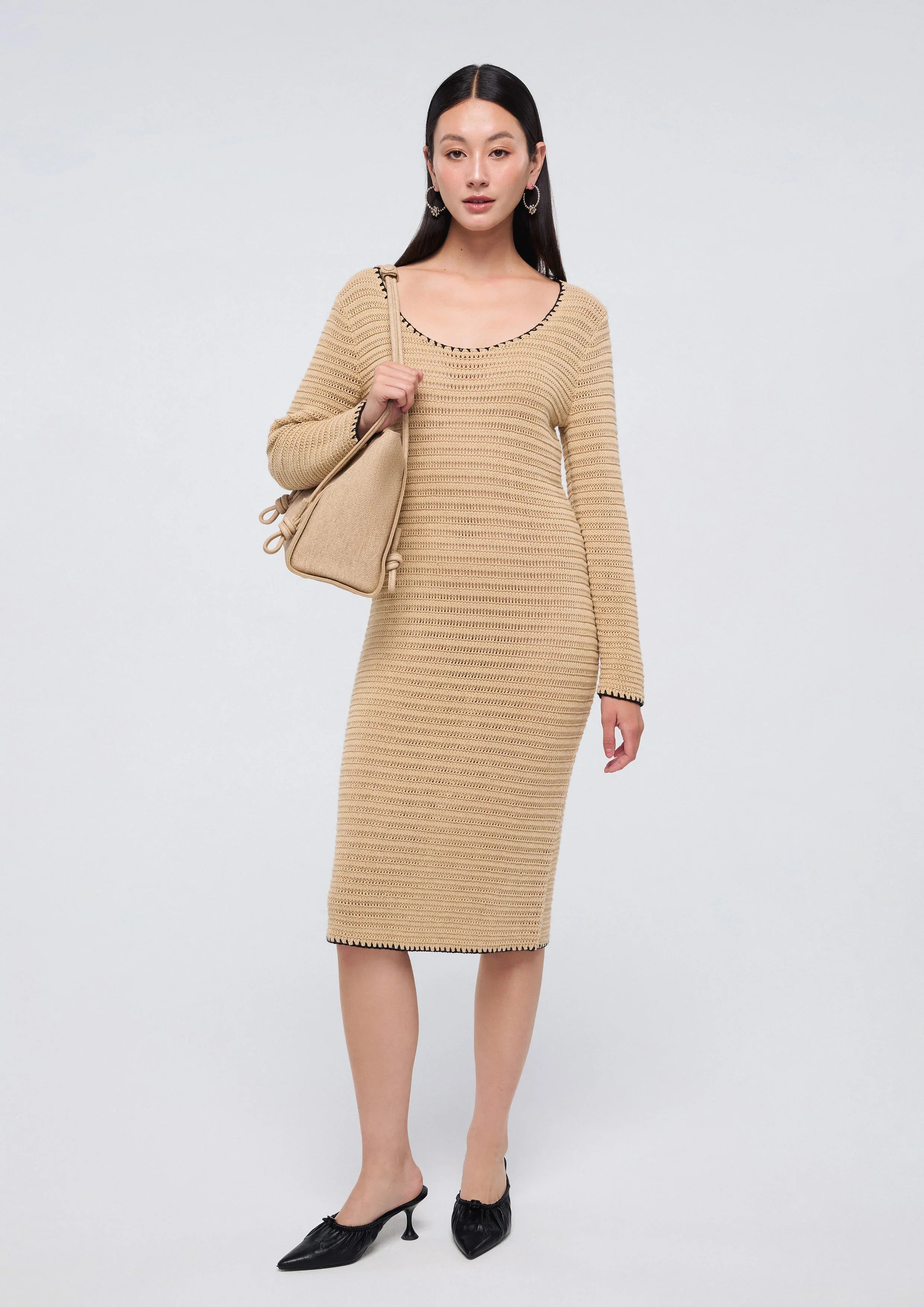 เดรสโครเช่ต์มิดิแขนยาว