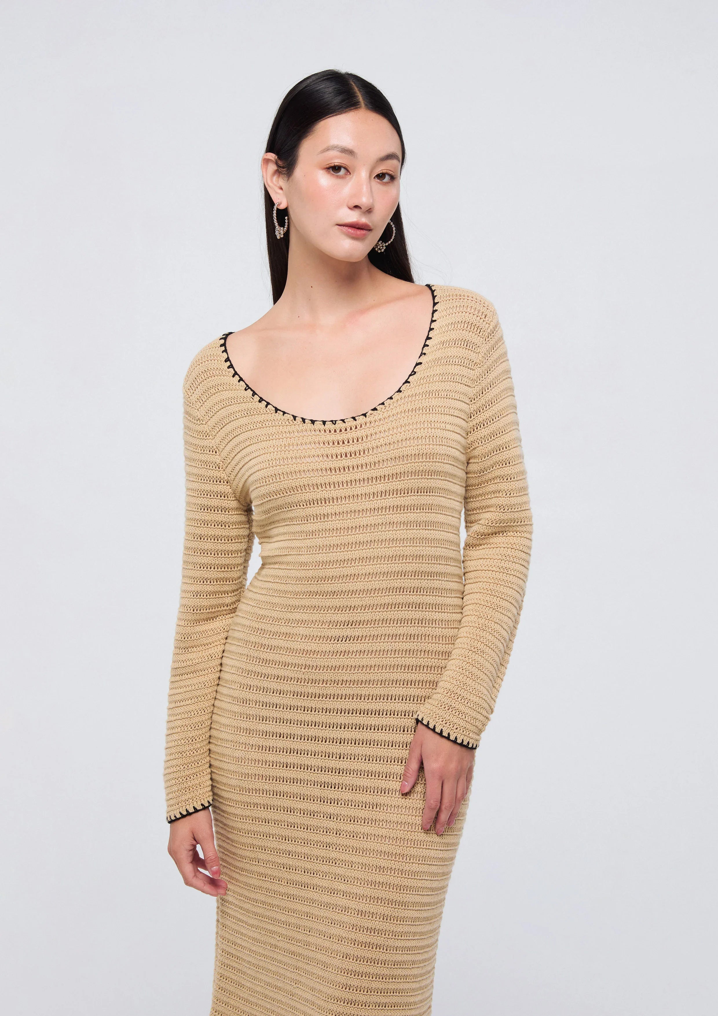 เดรสโครเช่ต์มิดิแขนยาว