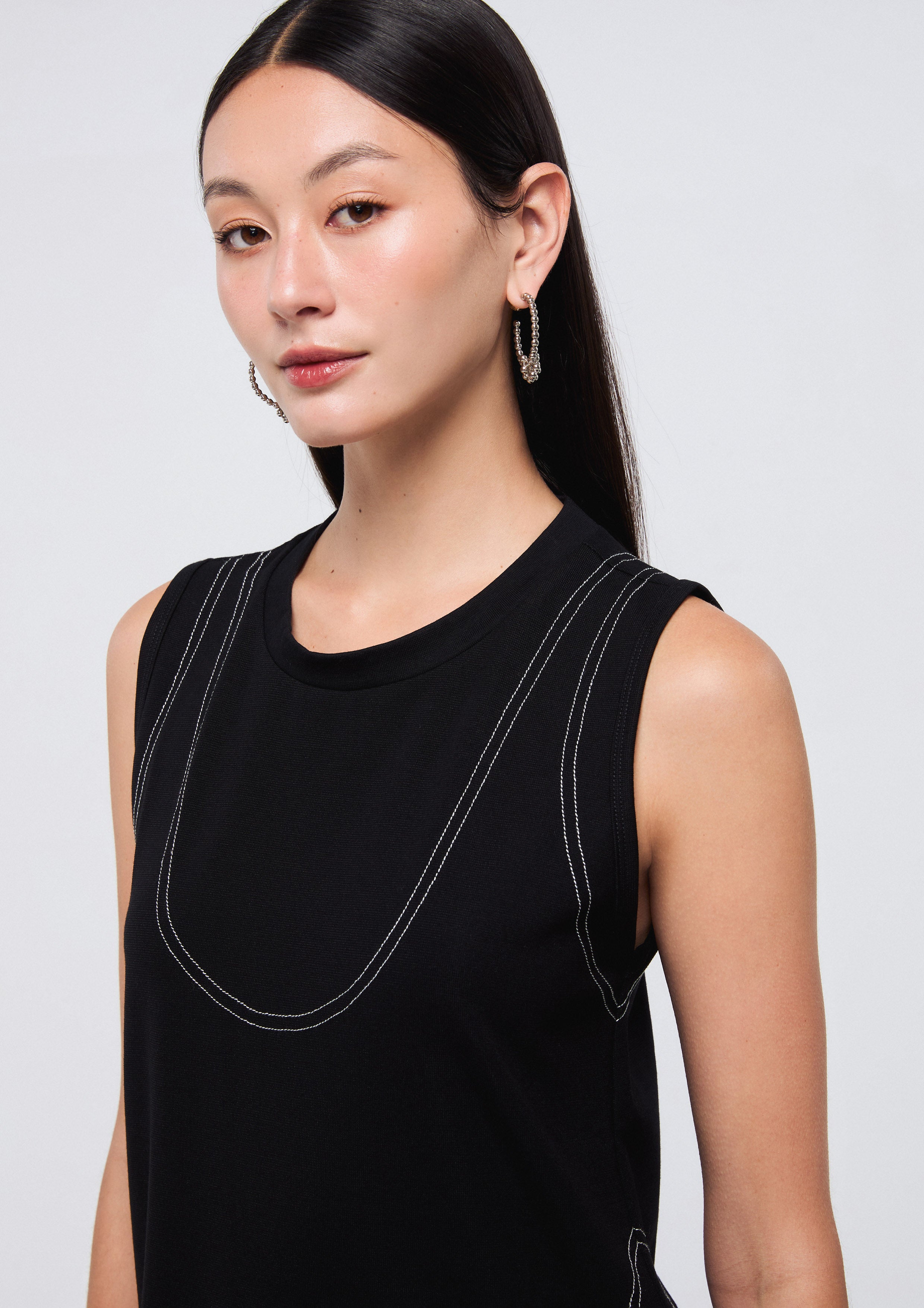 Contrast Stitching Mini Dress