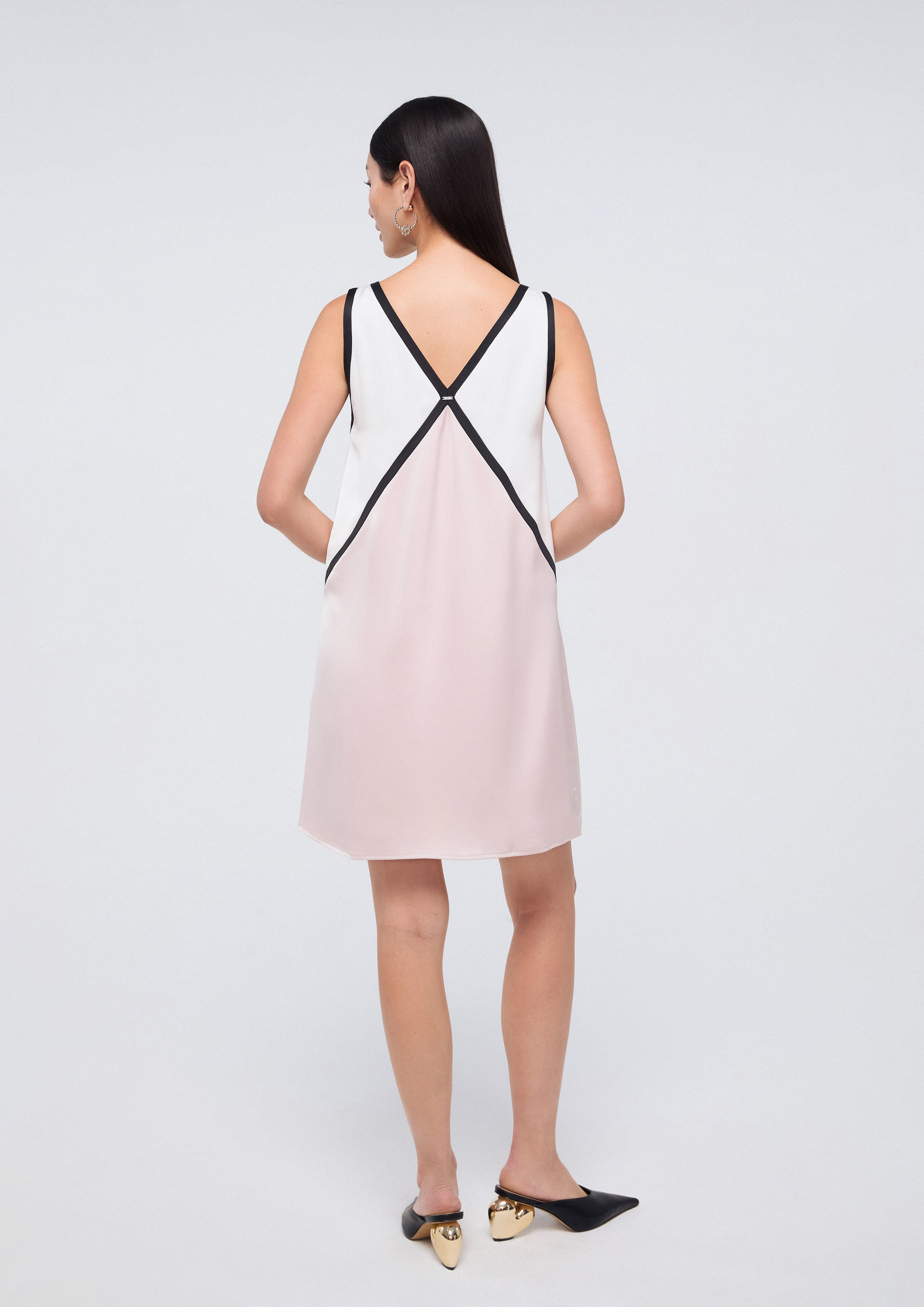 V Neck Panel Mini Dress