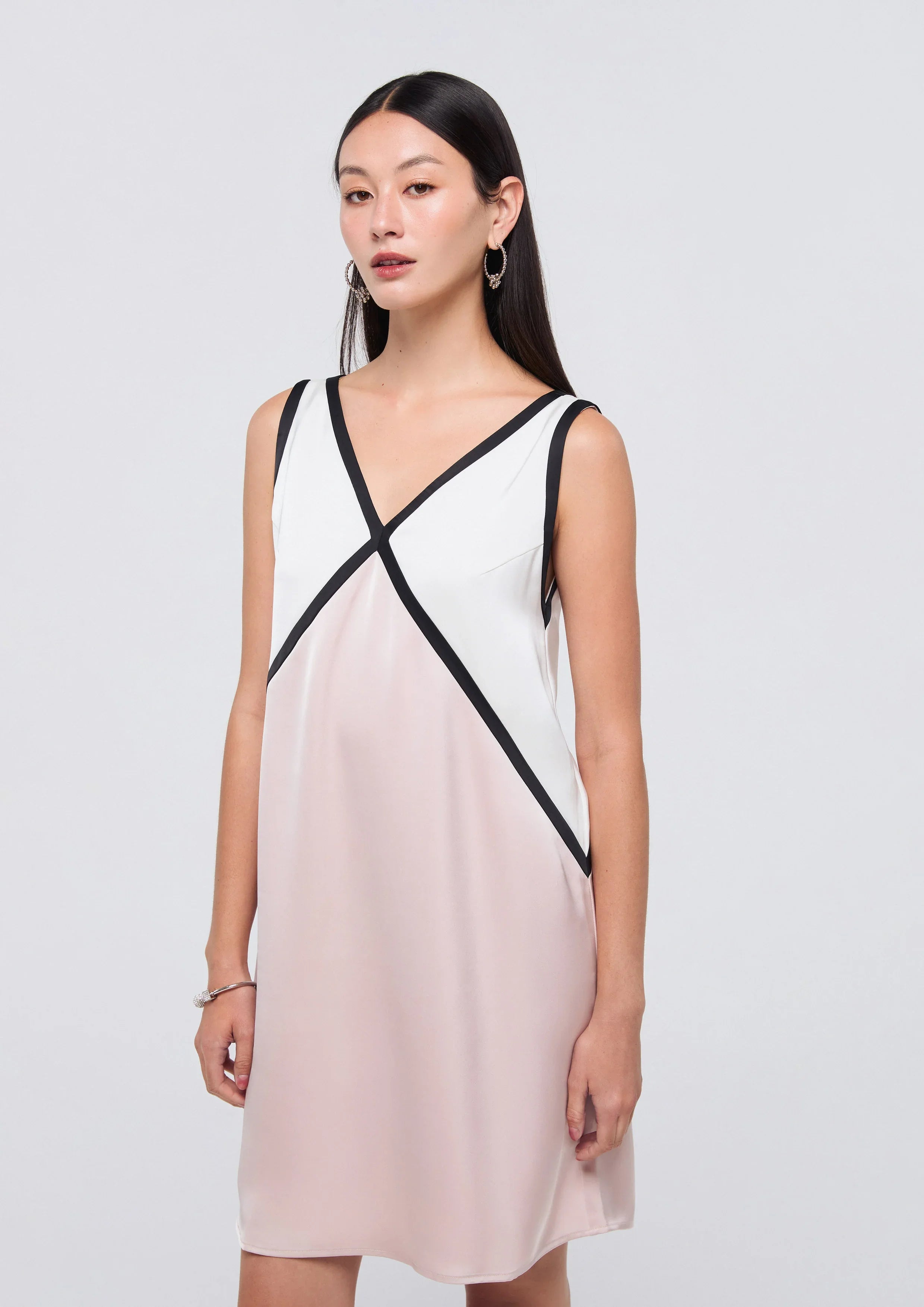 V Neck Panel Mini Dress