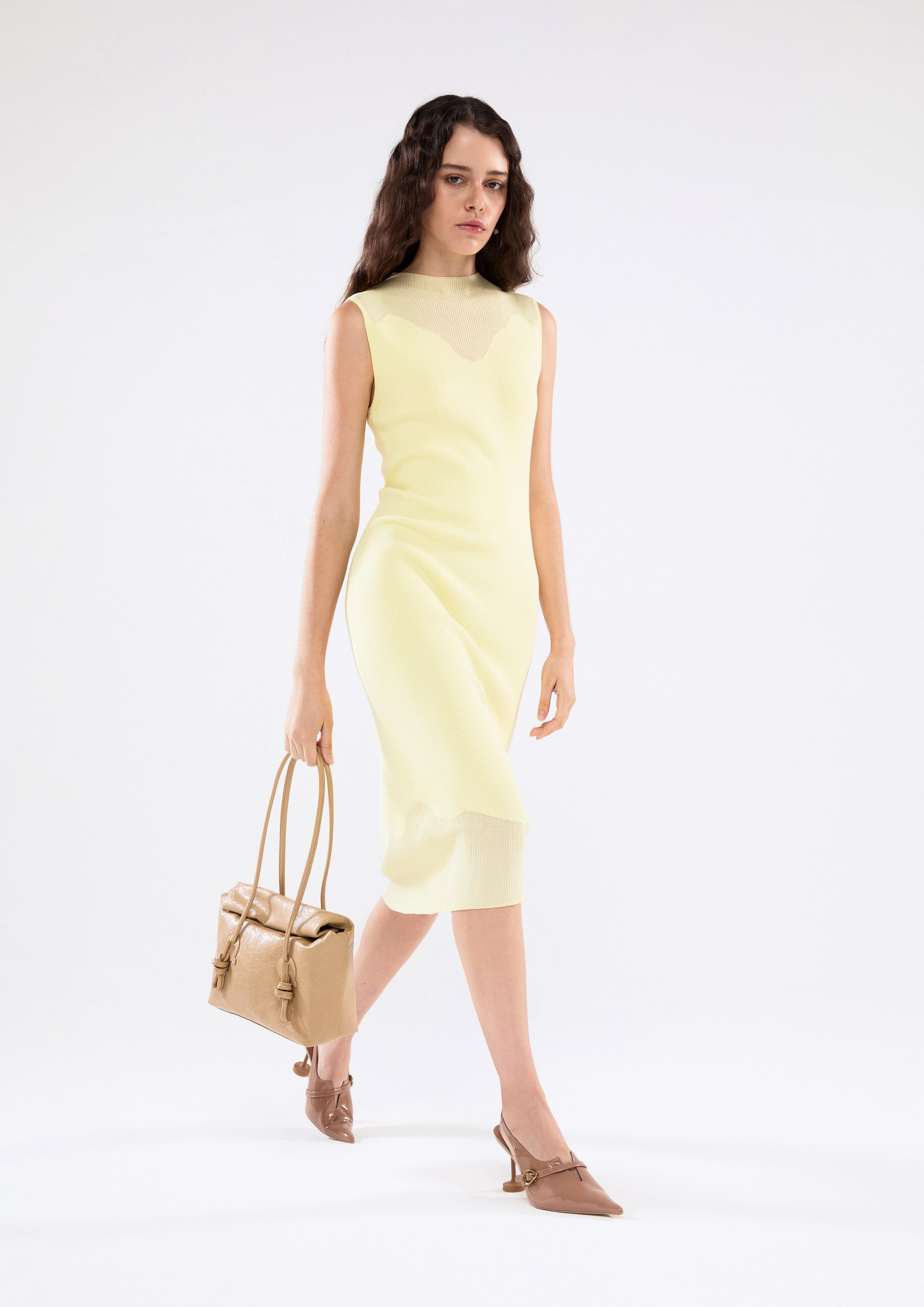 Sheer Layered Midi Dress