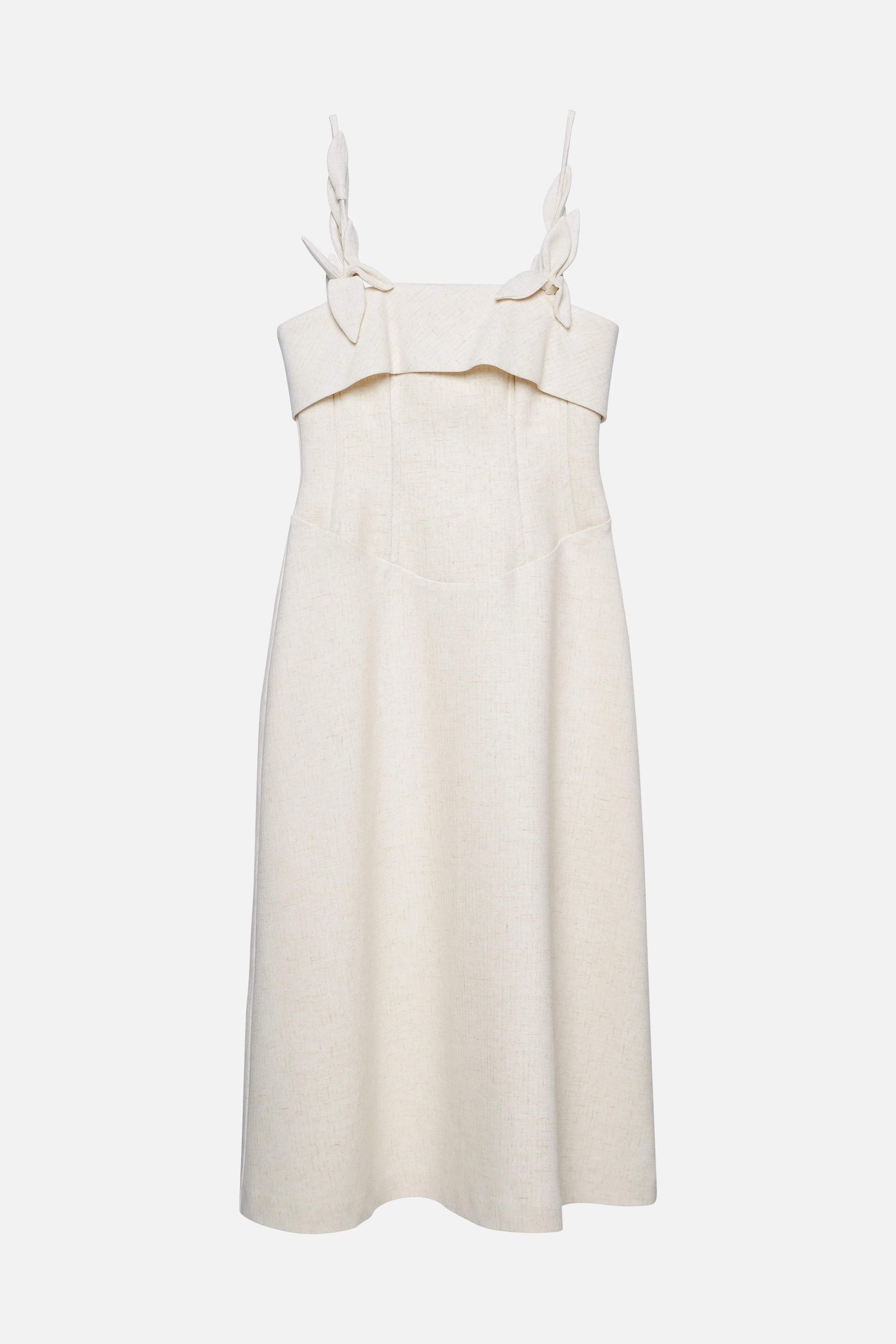 Leaves Embellished Strap Midi Dress