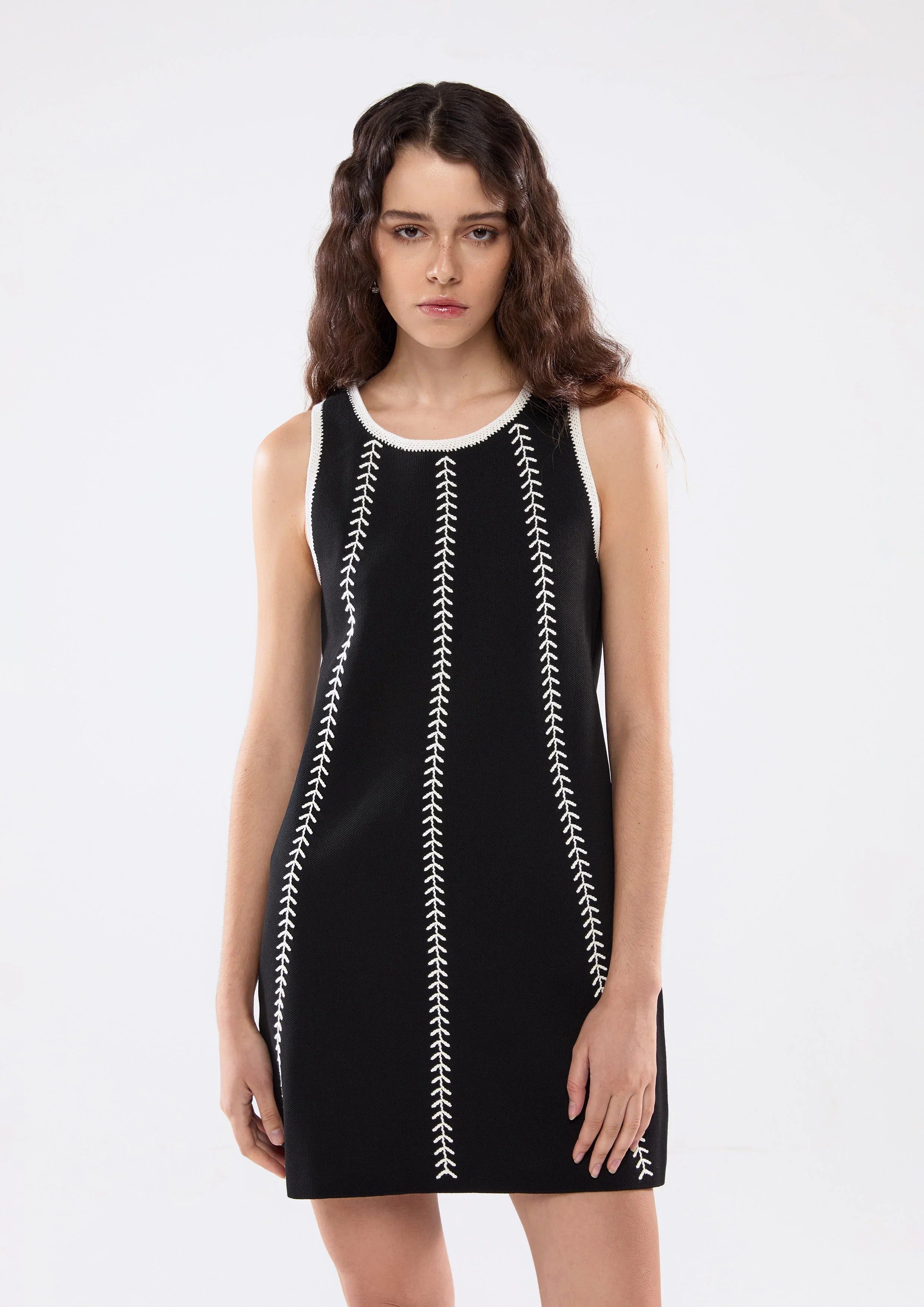 Stitching Sleeveless Mini Dress