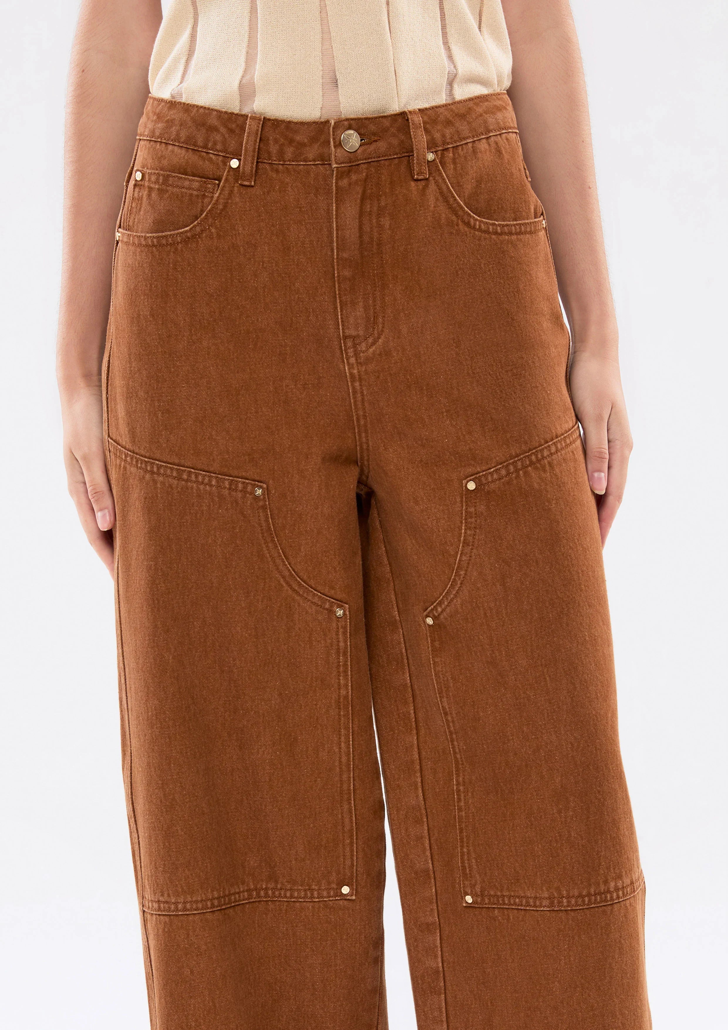 Wide Leg Denim Carpenter Pants