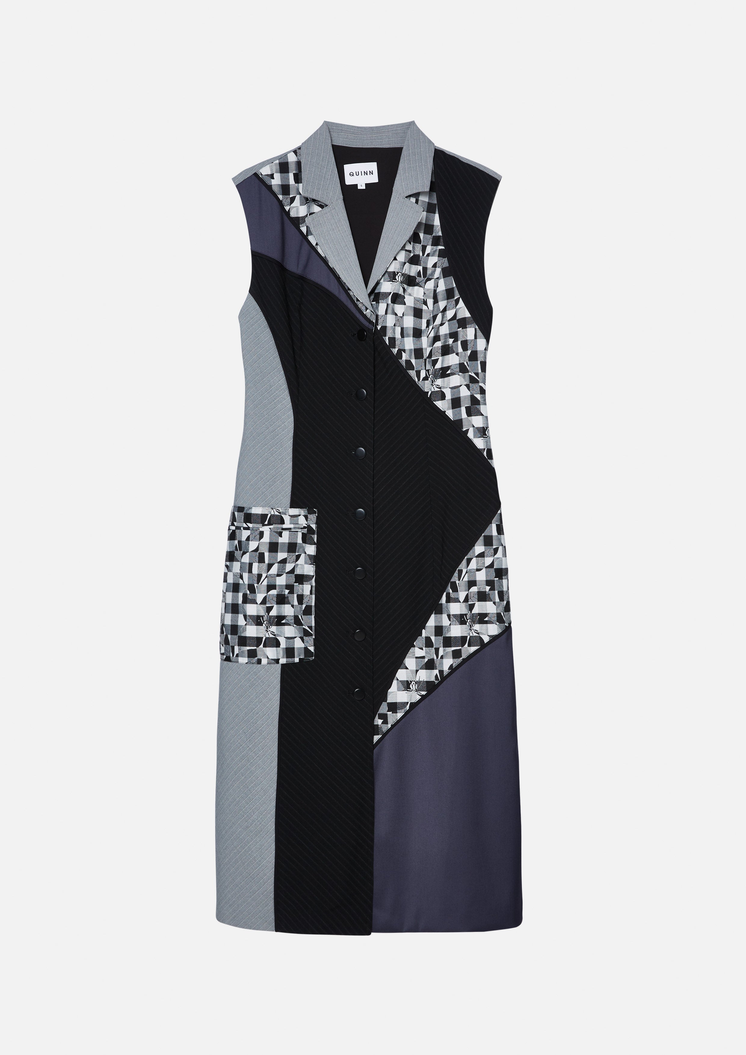 เดรสมิดิแพทช์เวิร์กแขนกุด