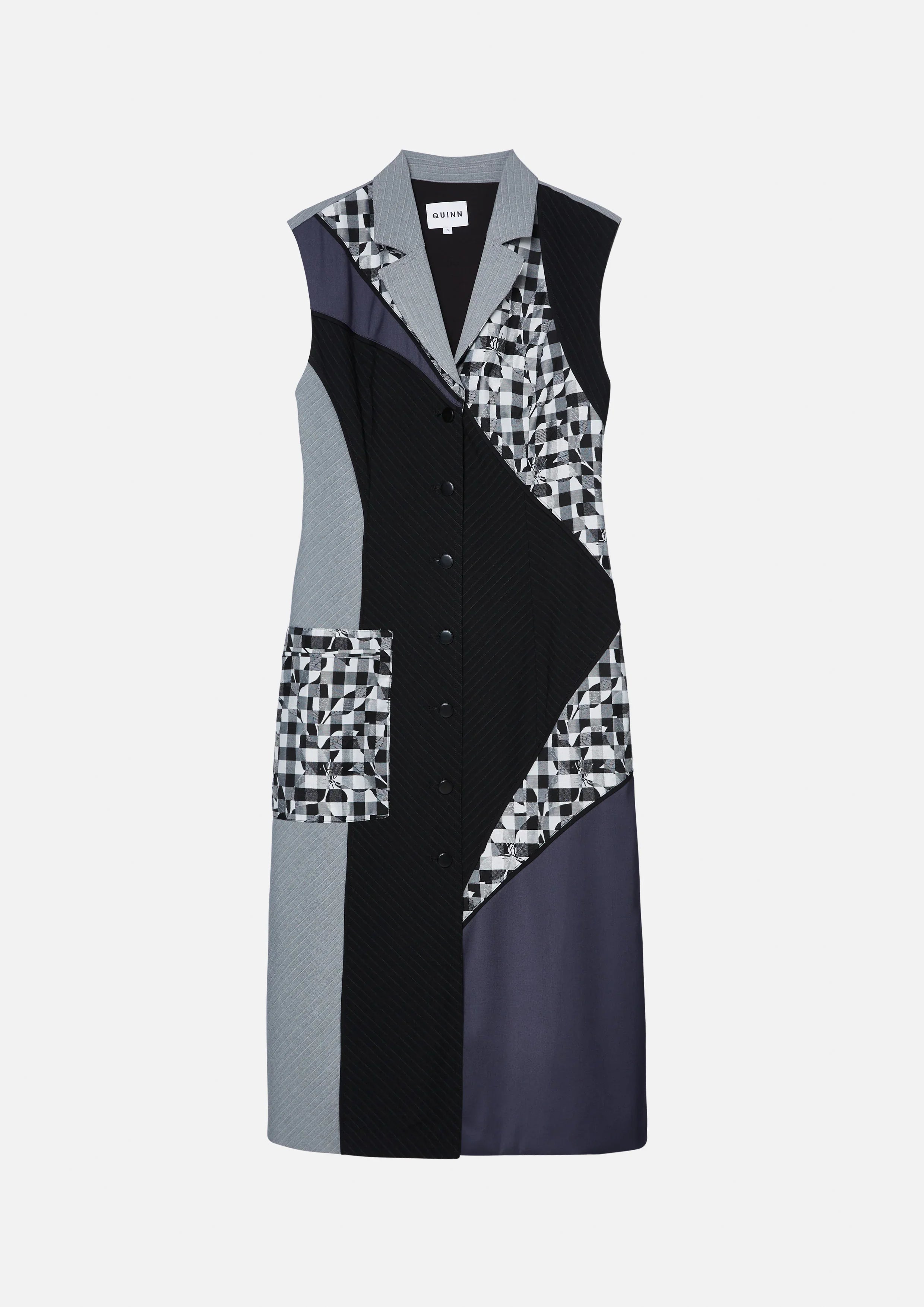 เดรสมิดิแพทช์เวิร์กแขนกุด