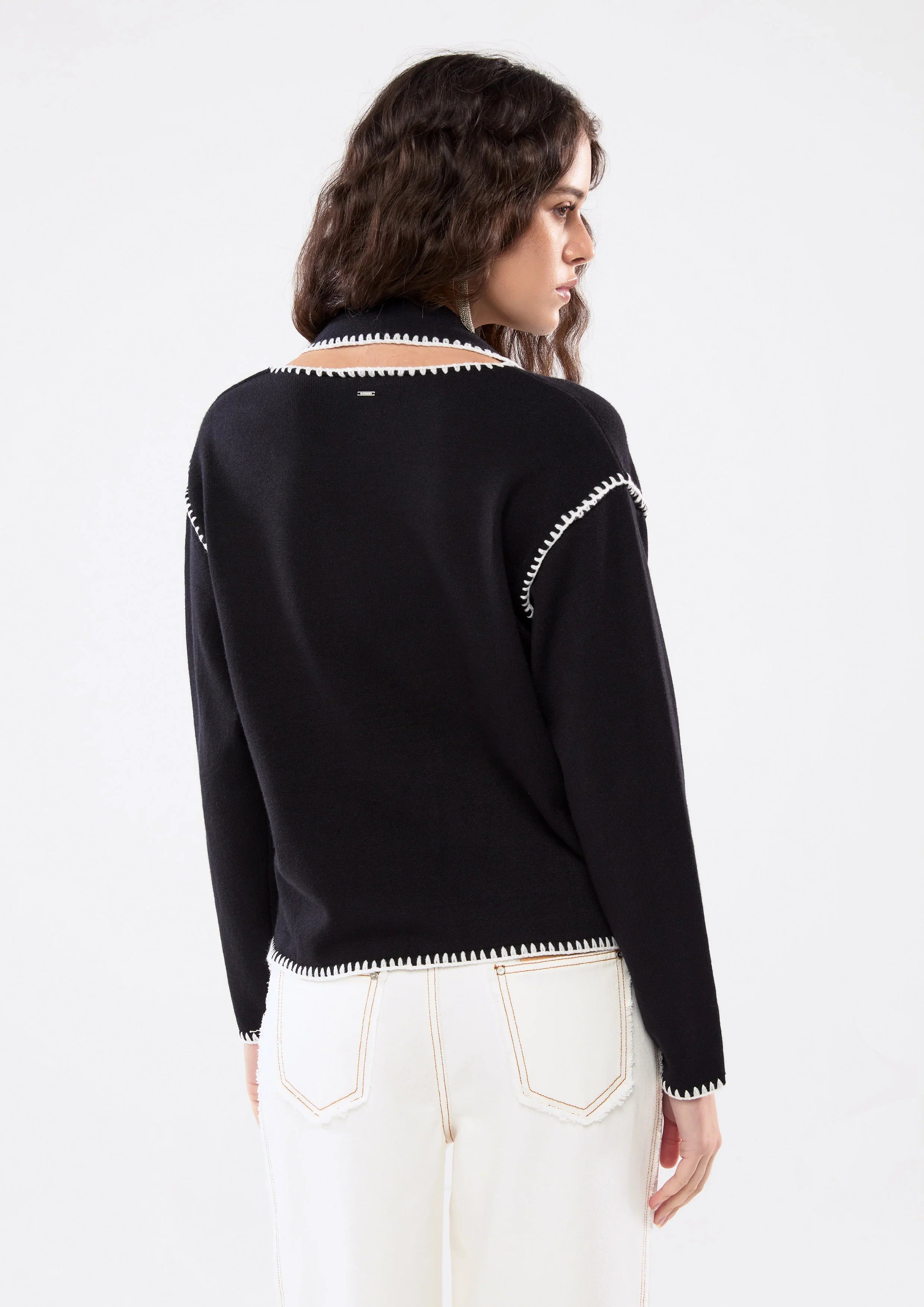 Stitching Scarf Cardigan