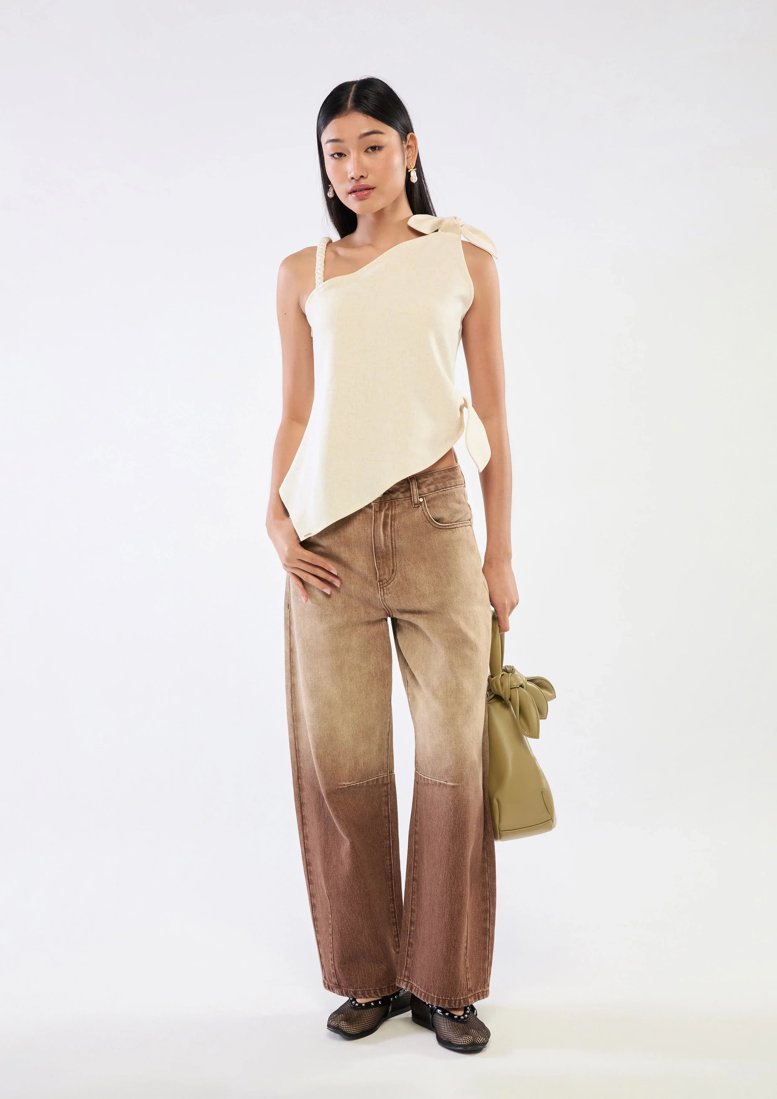 Bow Tie One-Shoulder Top