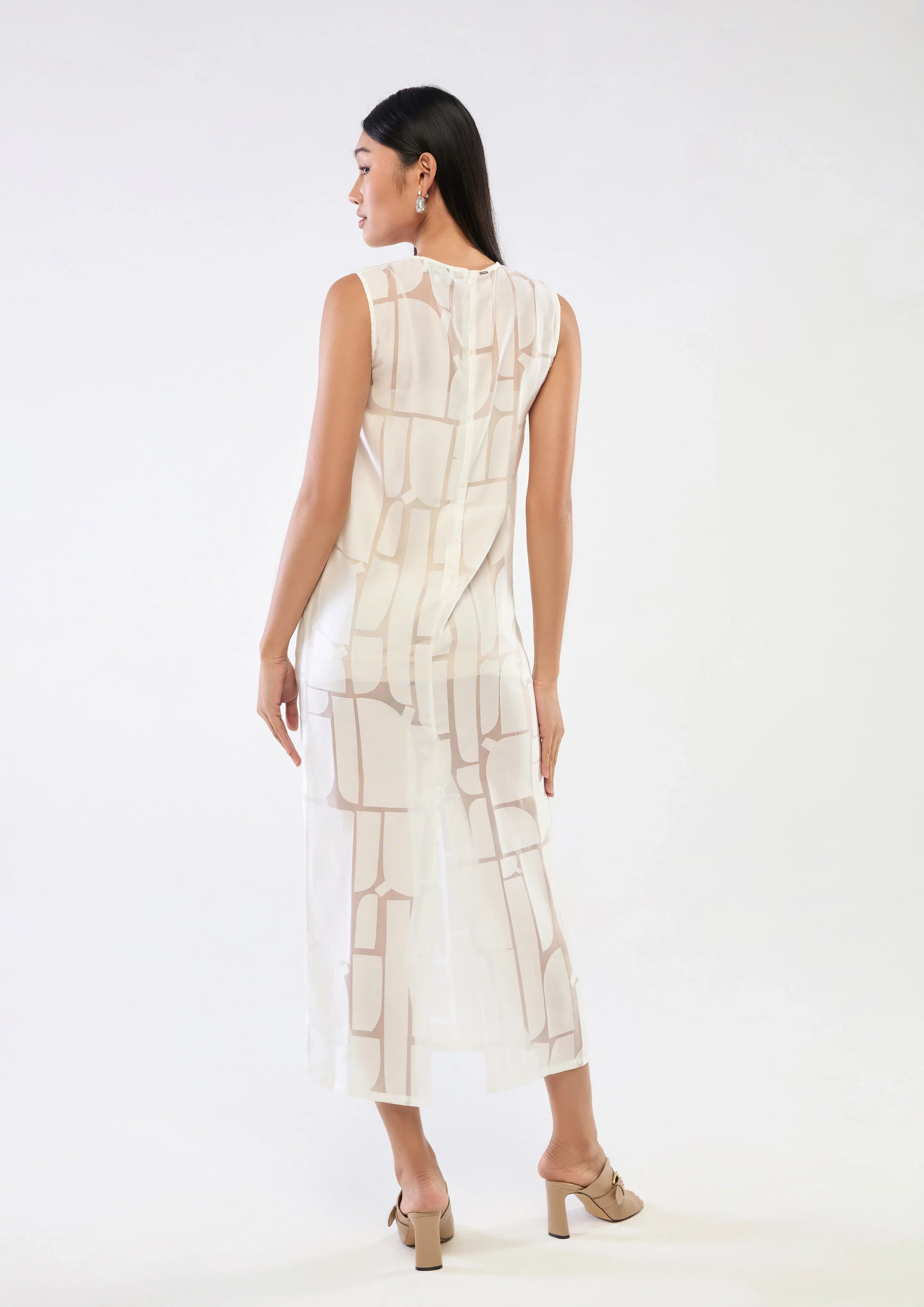 Sheer Panel Sleeveless Dress