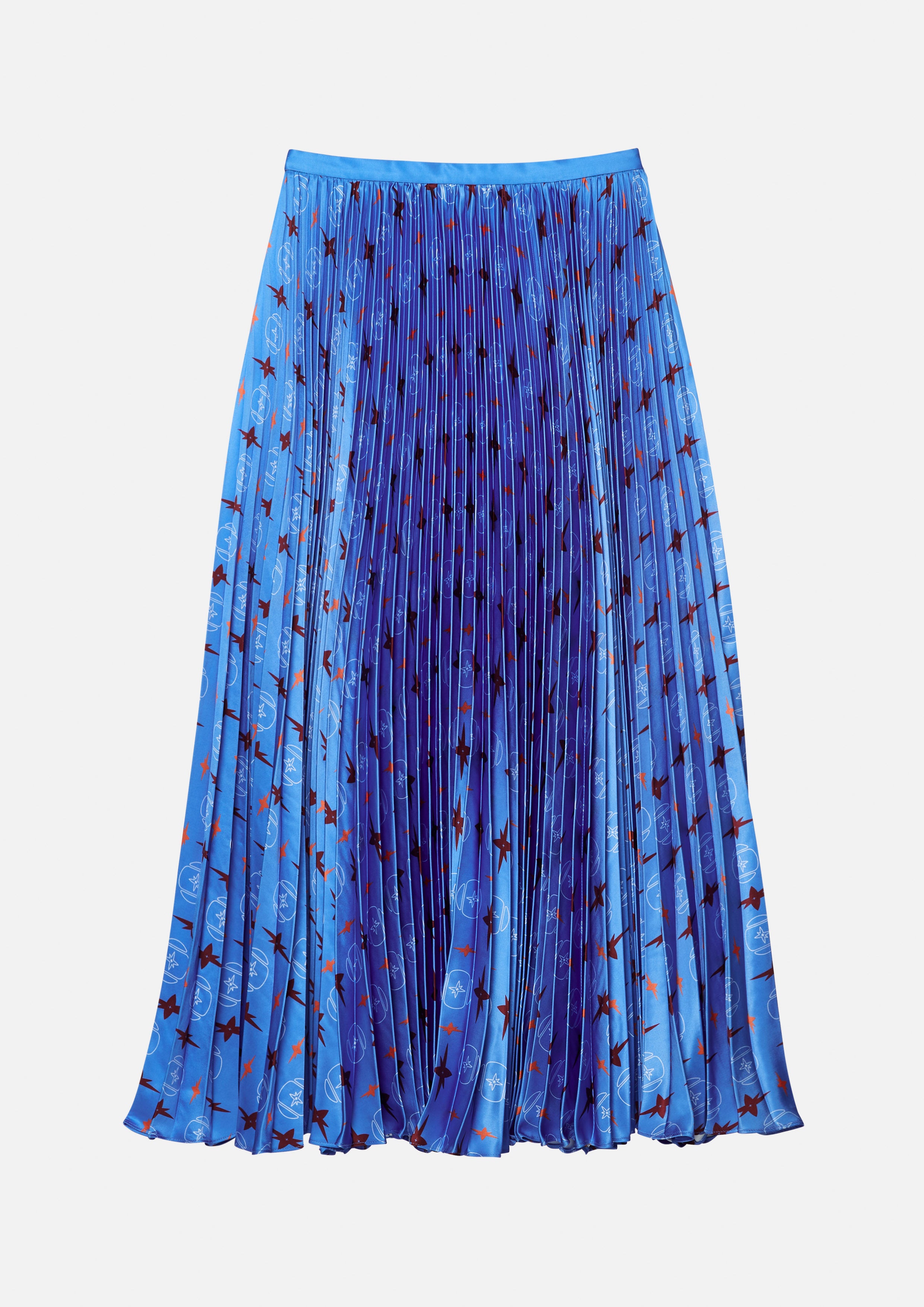 Print Pleated Midi Skirt