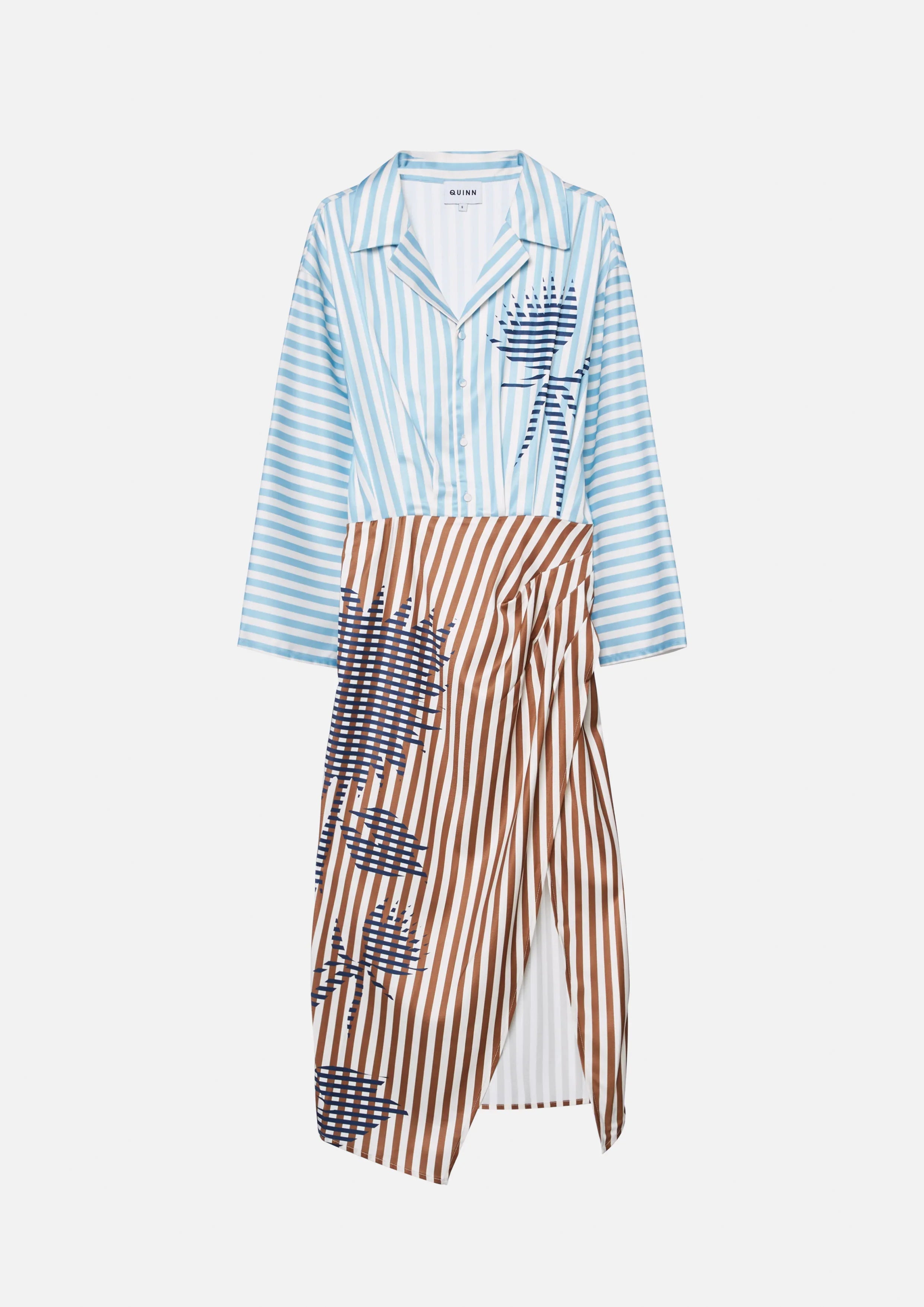 Stripe Print Side Slit Skirt Dress