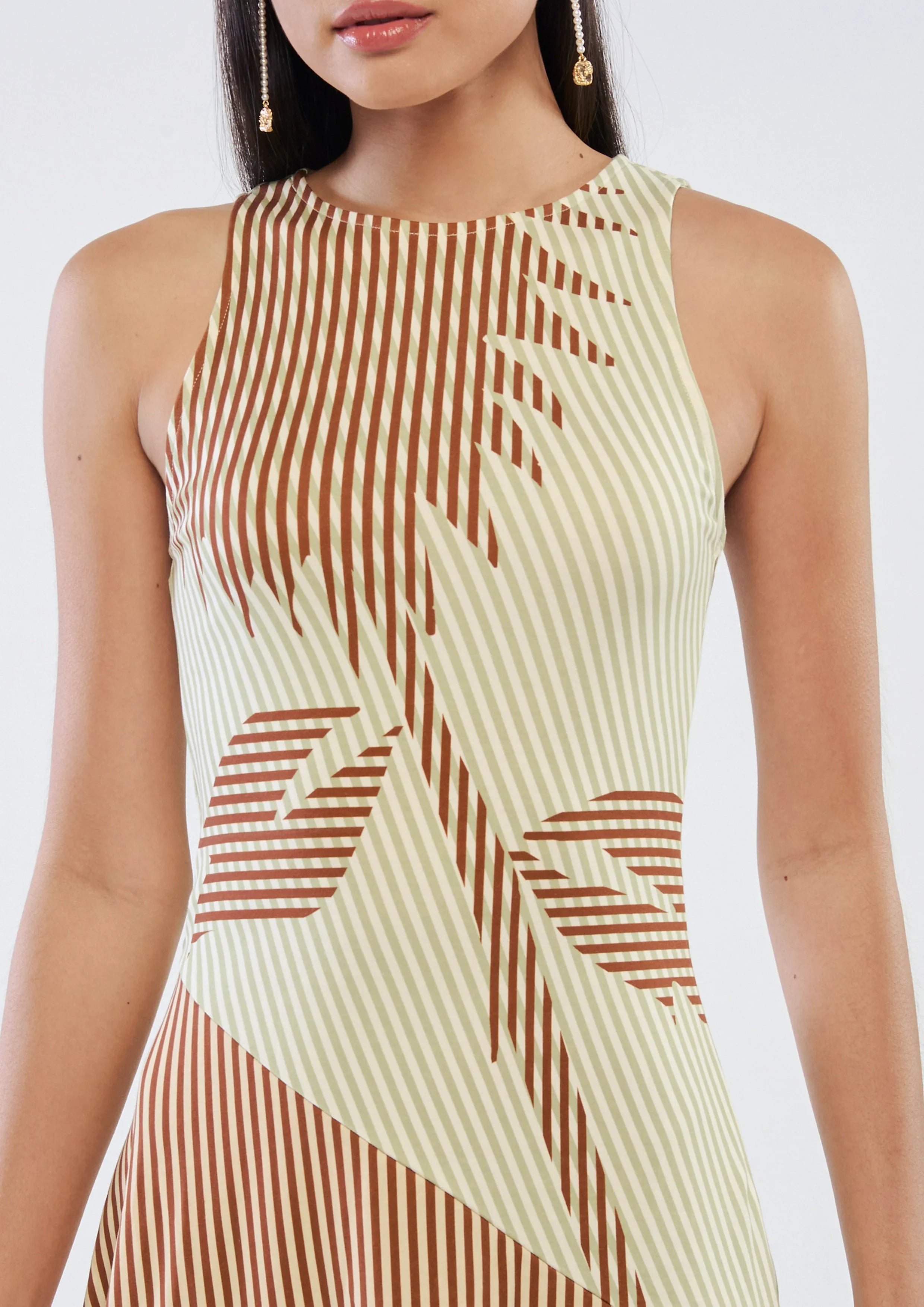 เดรสมิดิลายทางแขนกุด