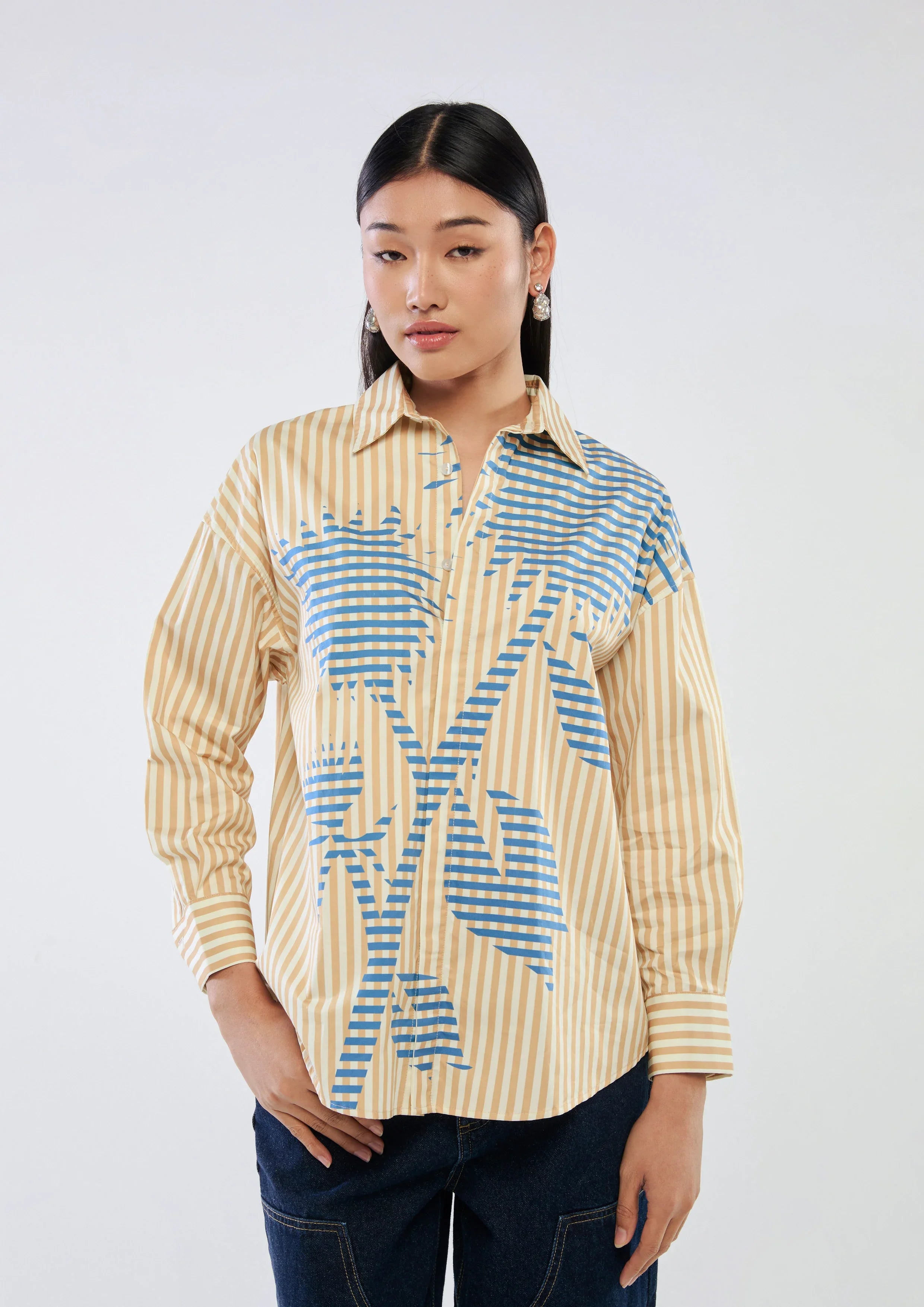 Stripe Print Long Sleeve Shirt