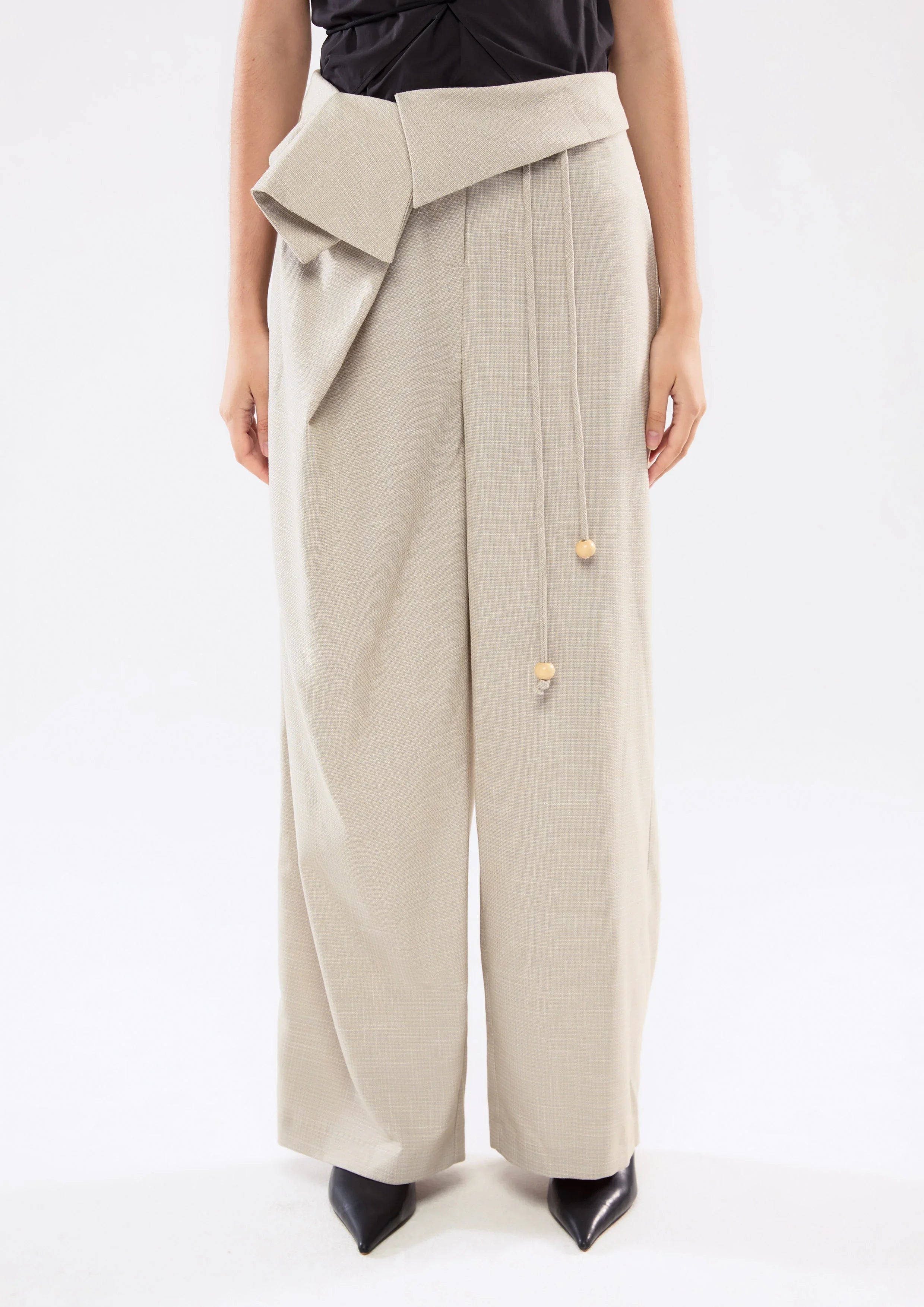 Flap Waist Wide Leg Pants