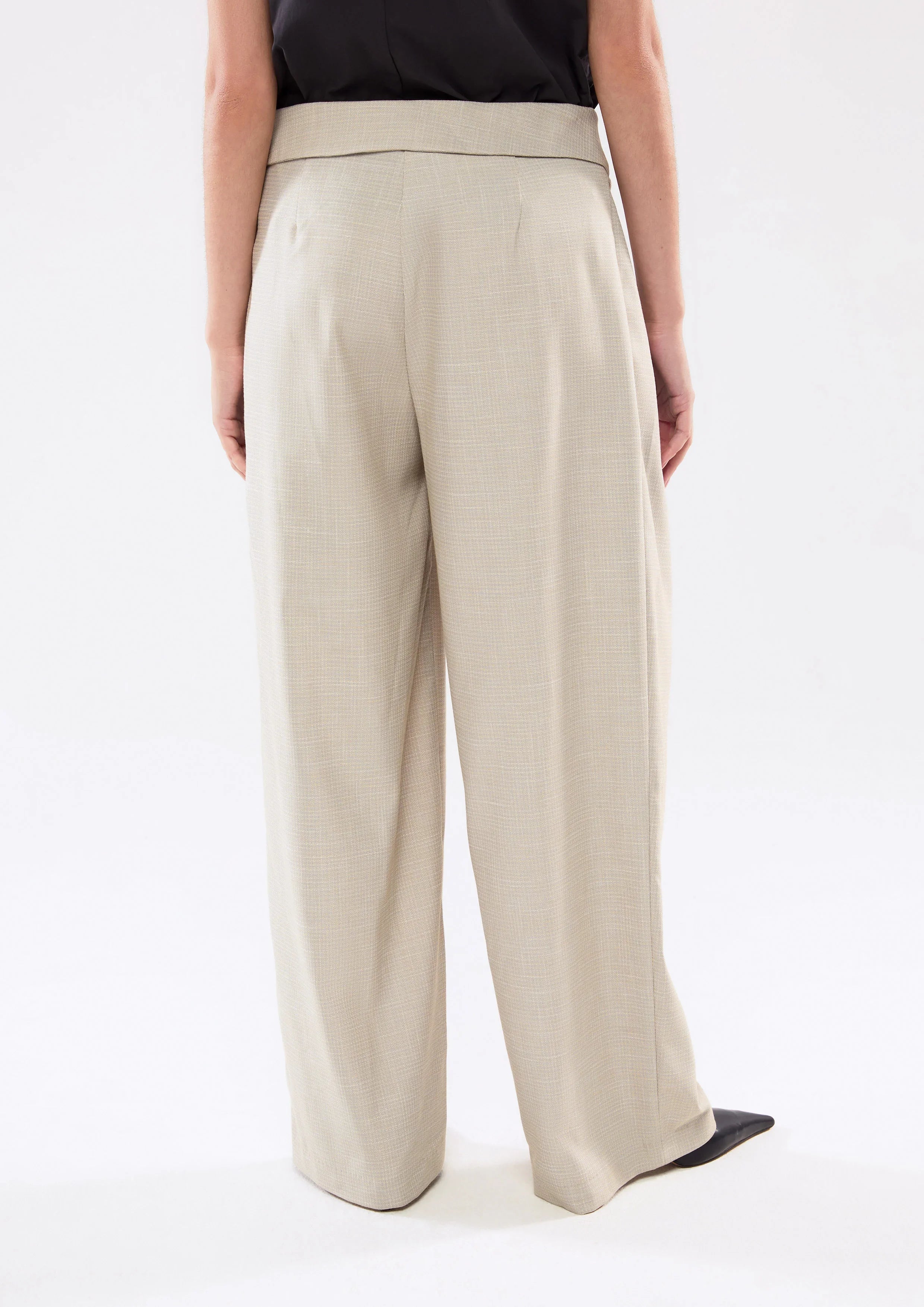 Flap Waist Wide Leg Pants
