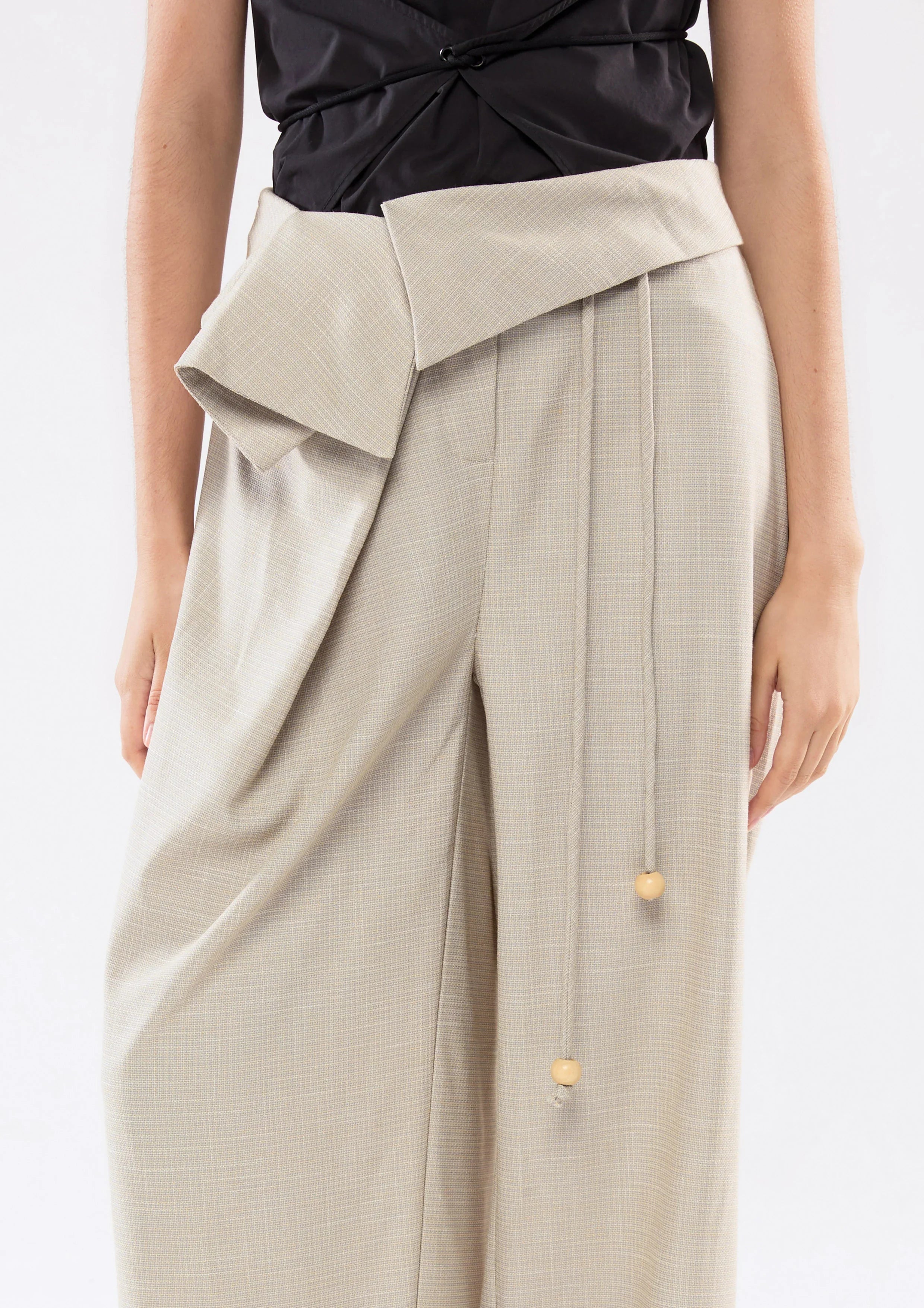 Flap Waist Wide Leg Pants