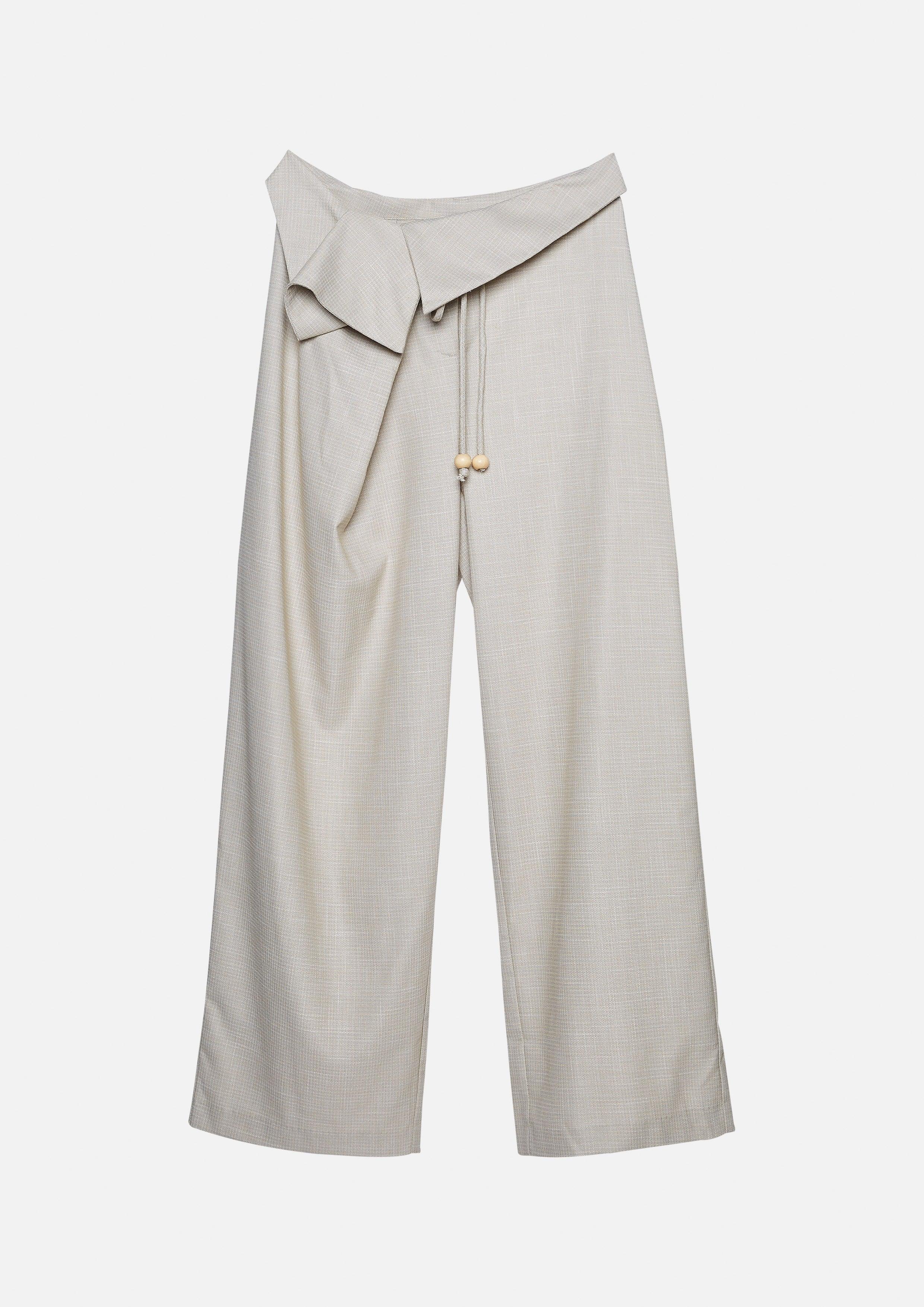 Flap Waist Wide Leg Pants