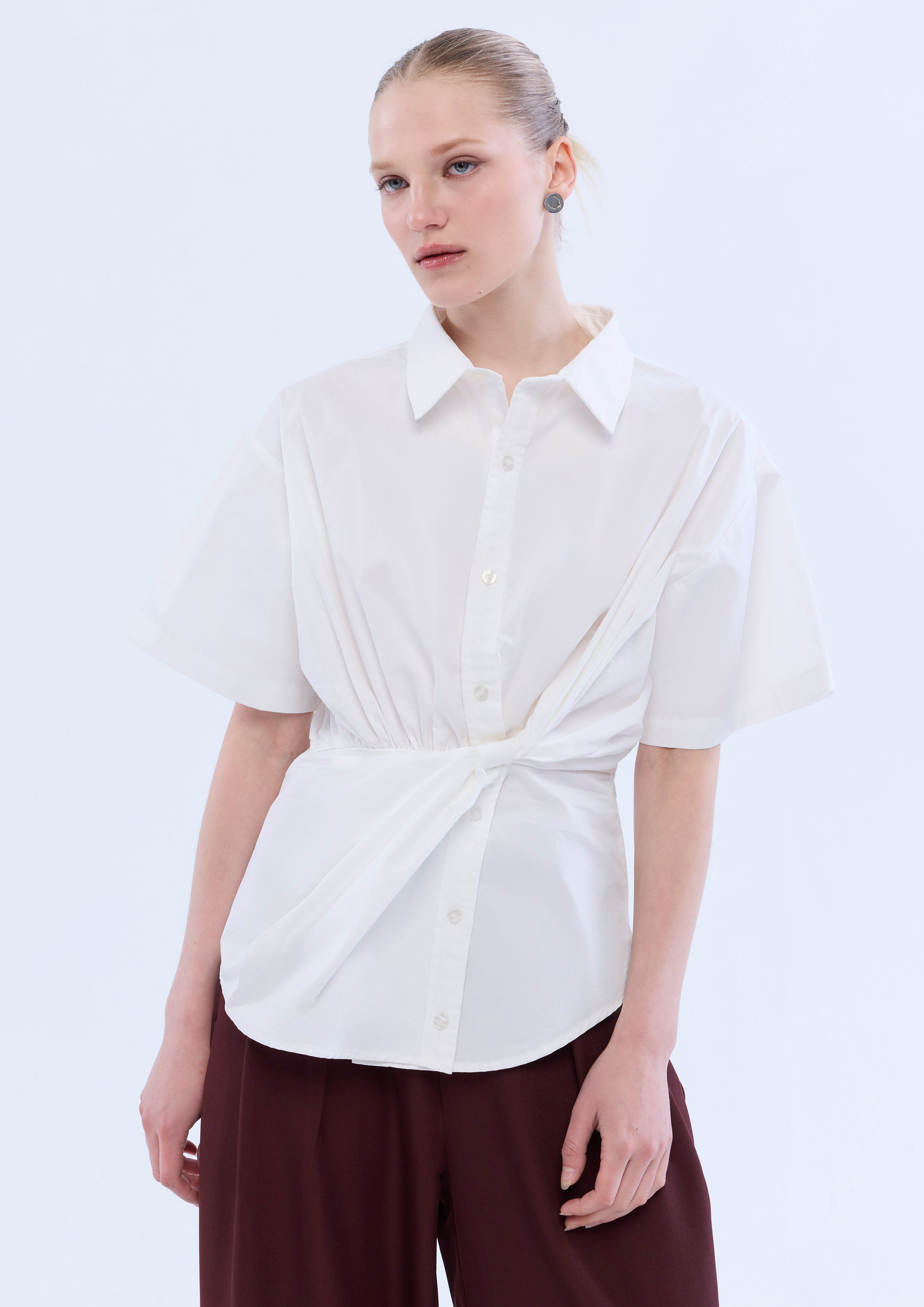 Twisted Front Short Sleeve Shirt