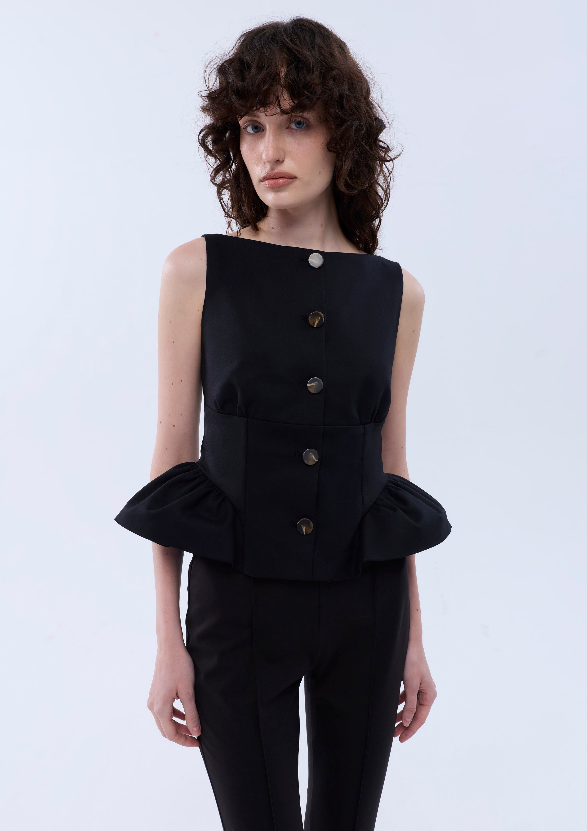 Flare Hem Button Blouse
