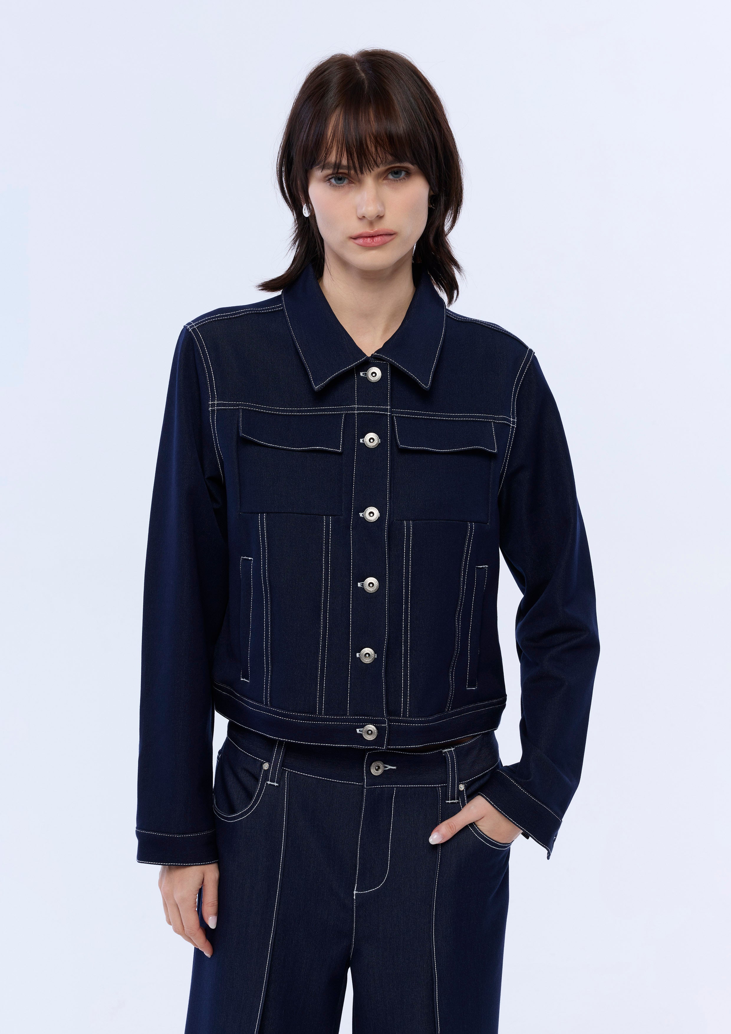 Contrast Stitching Denim Jacket