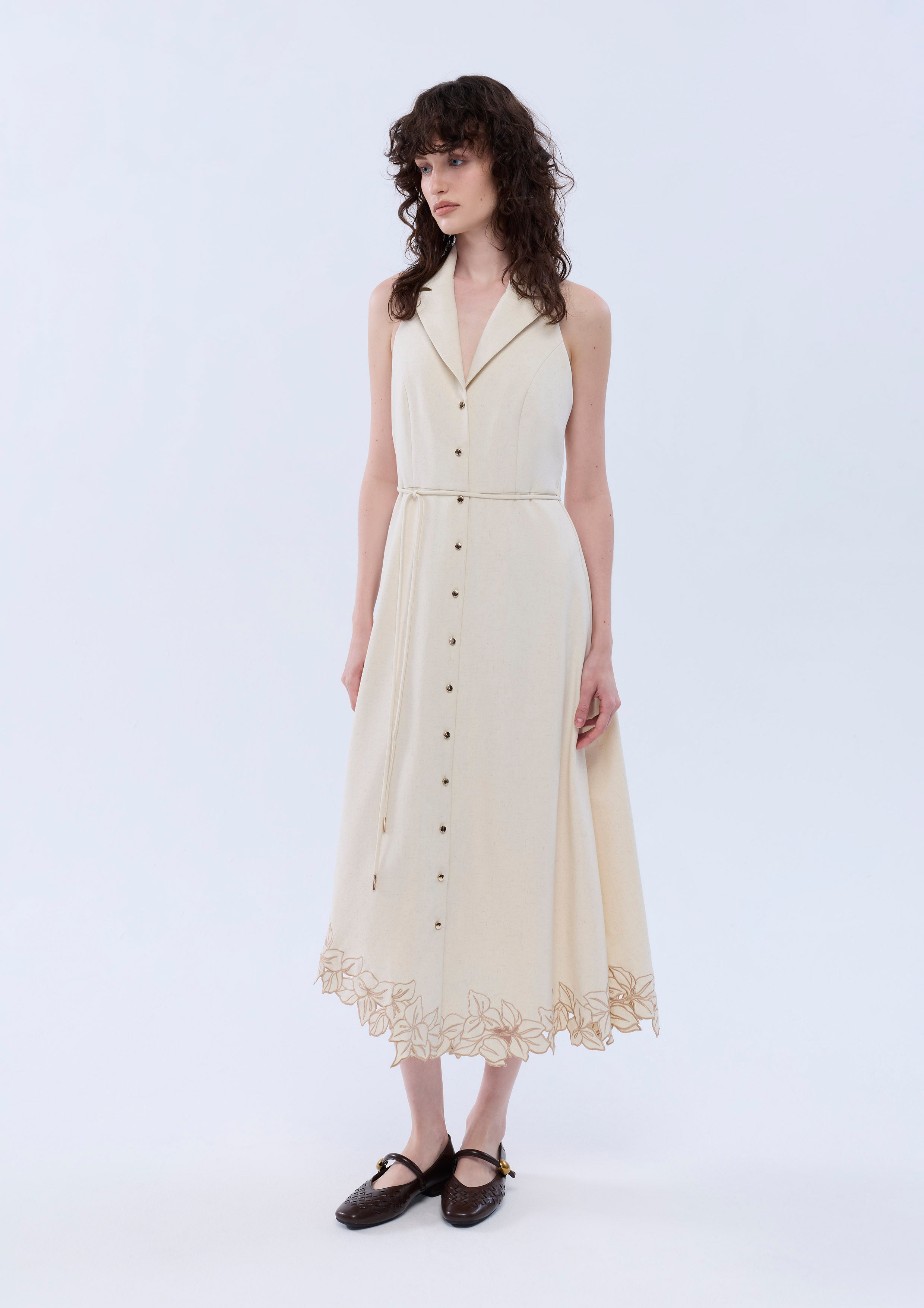 Lasercut Halter Midi Dress