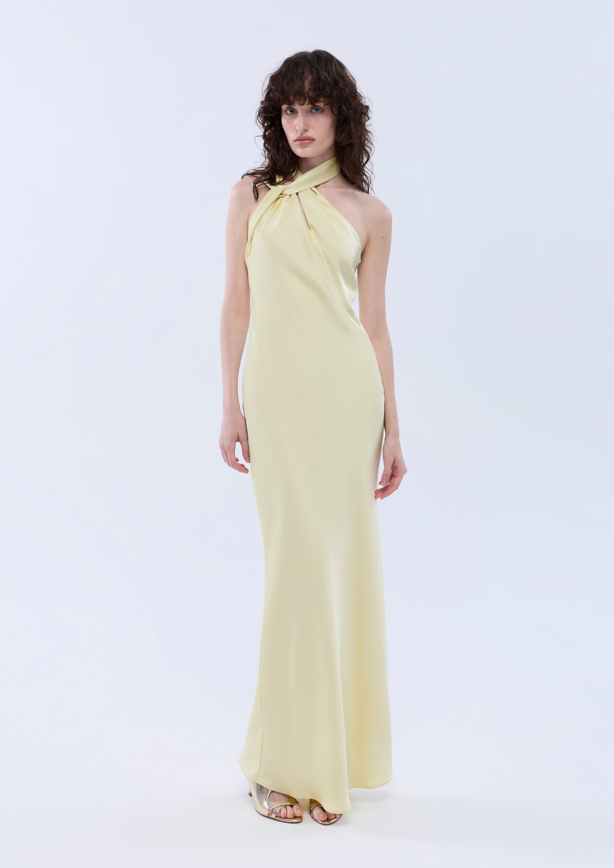 Halter Satin Maxi Dress