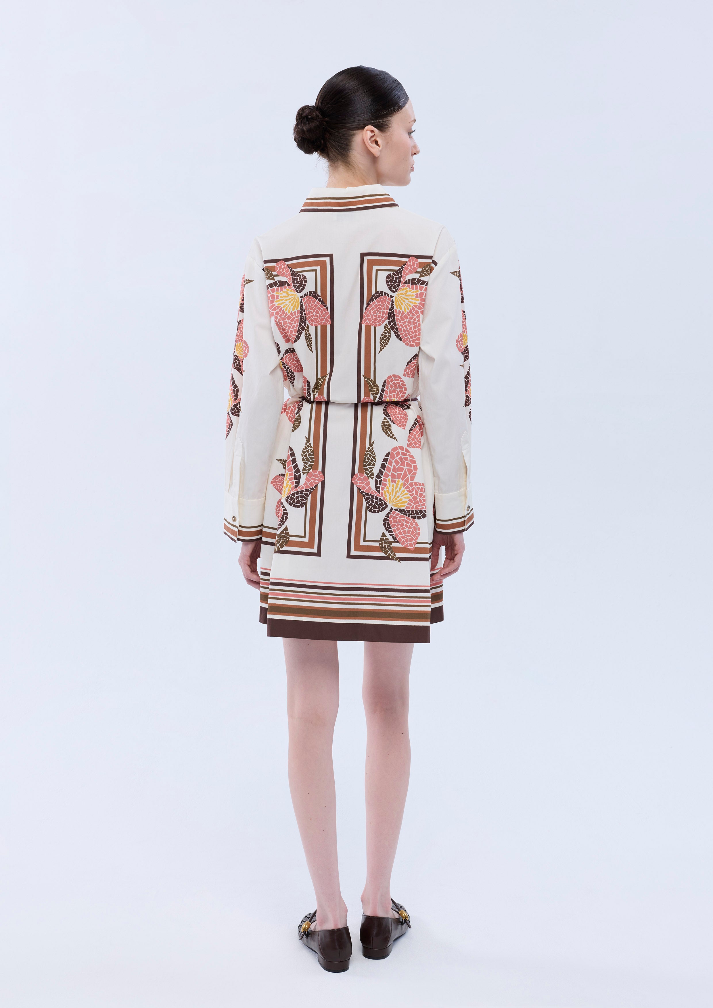 Print Long Sleeve Shirt Dress