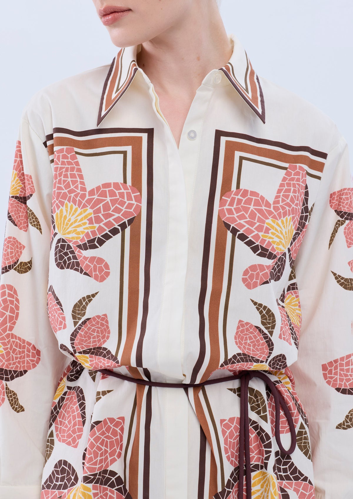 Print Long Sleeve Shirt Dress