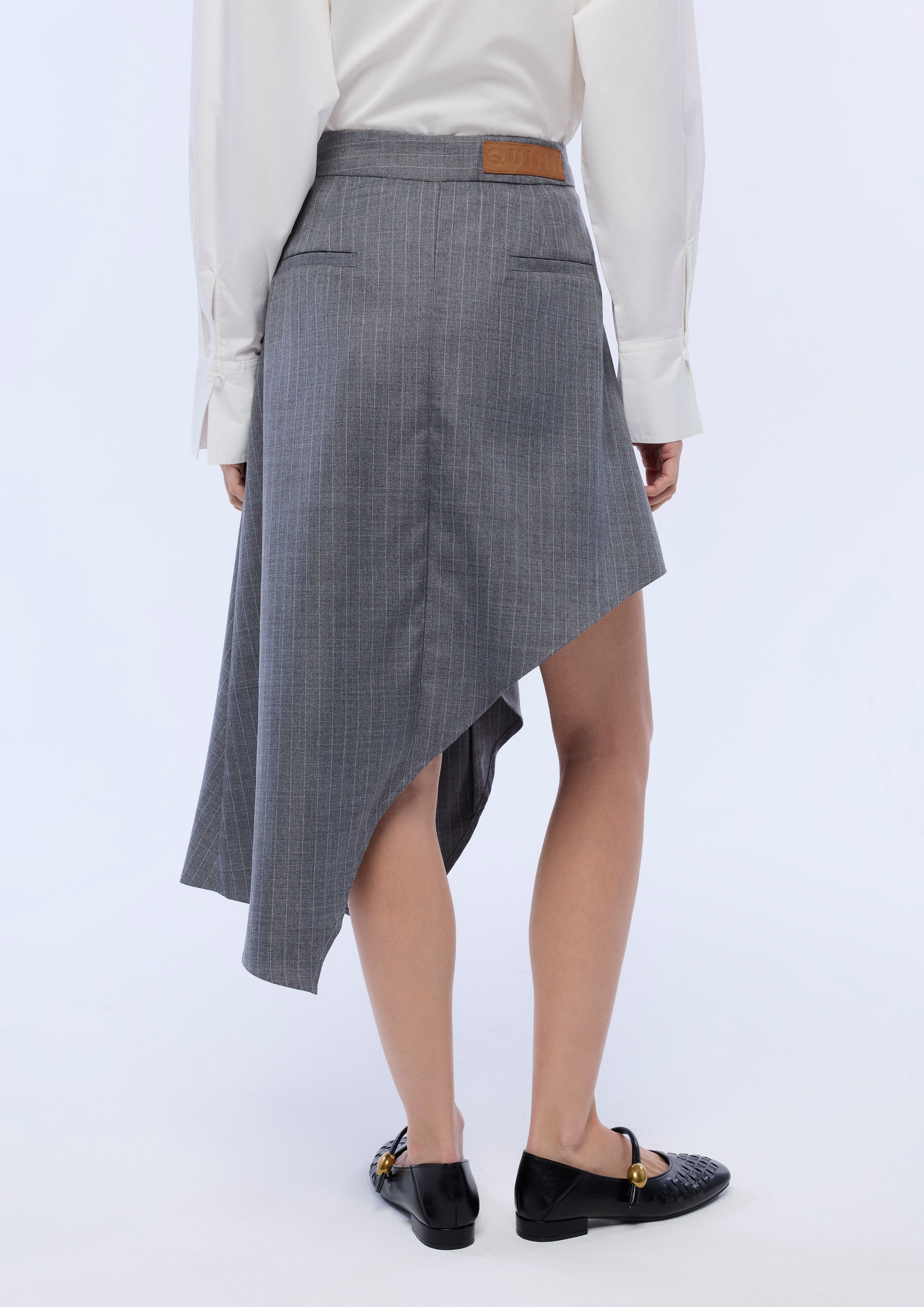 Stripe Asymmetrical Midi Skirt