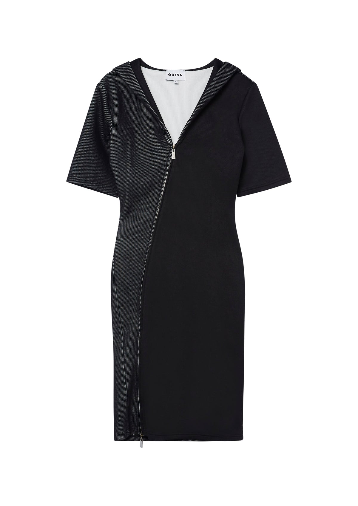 Two Way Double Zip Short Sleeve Mini Dress