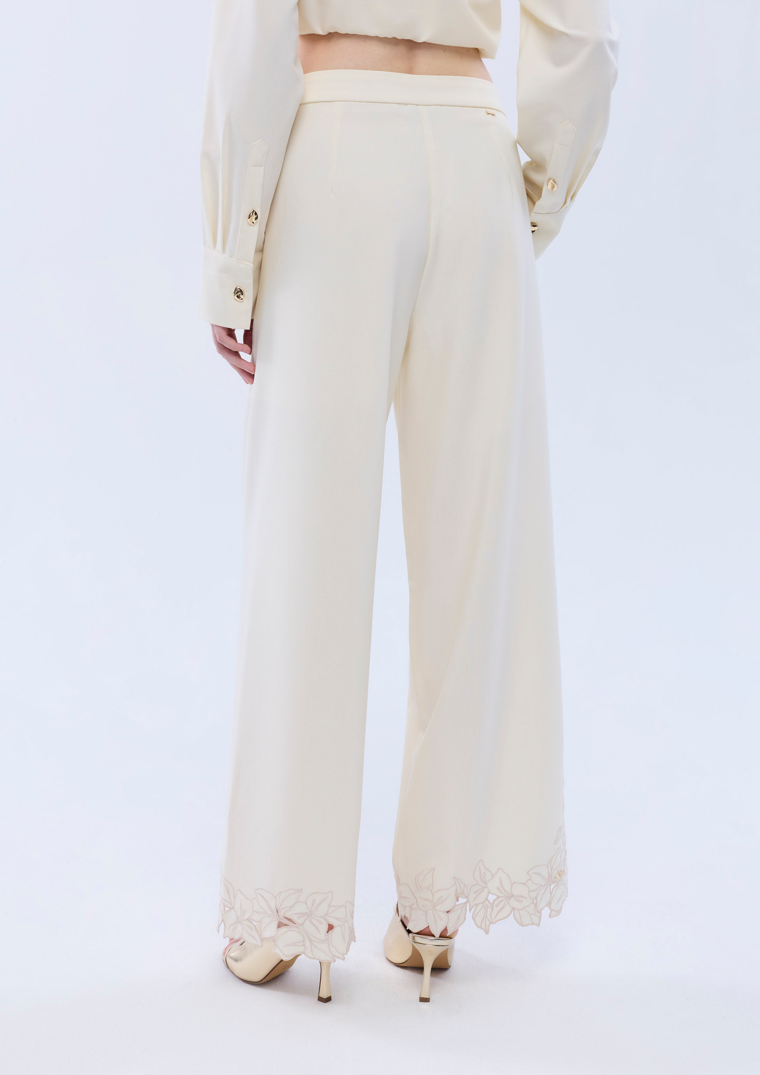 Lasercut Wide Leg Pants