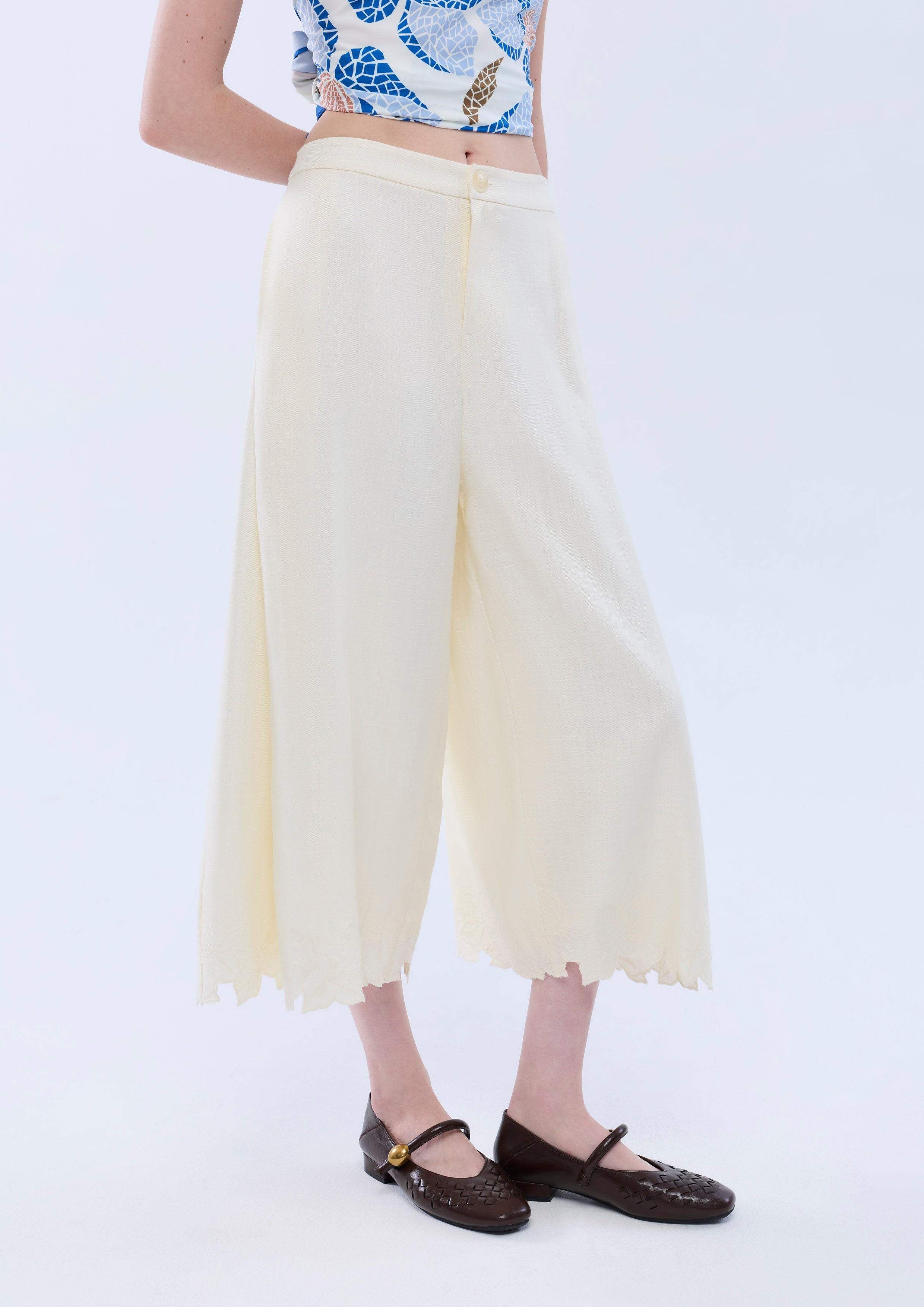 Lasercut Flare Leg Pants