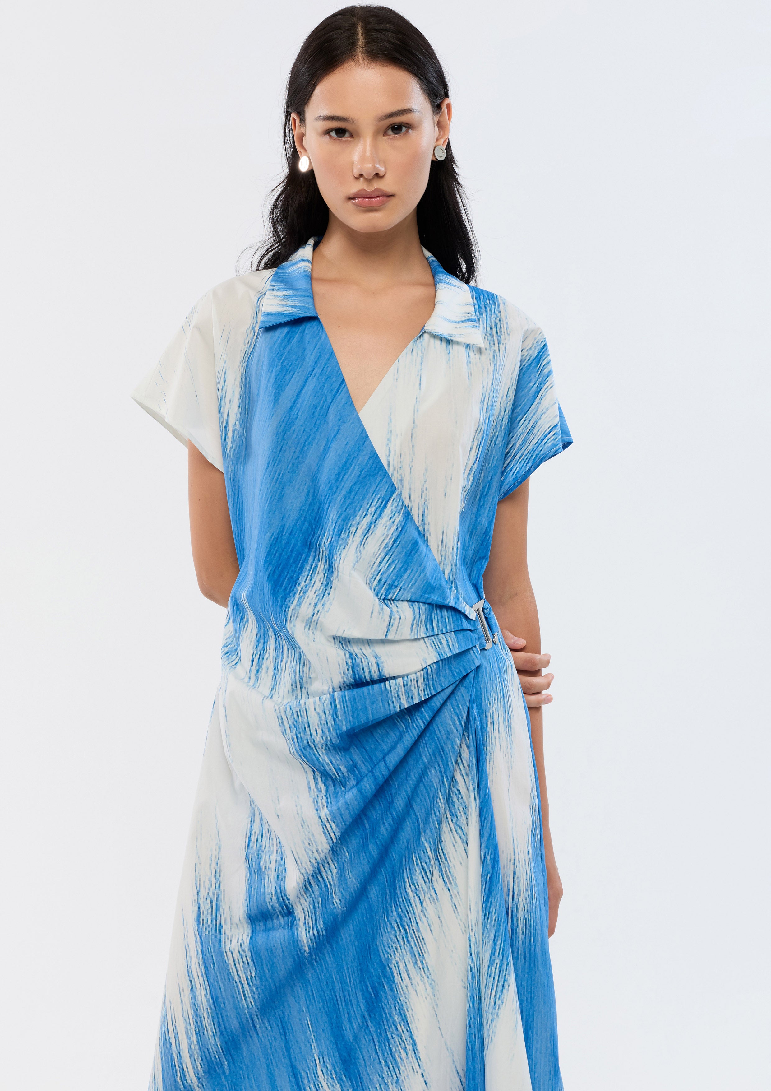 Print Wrap Midi Dress