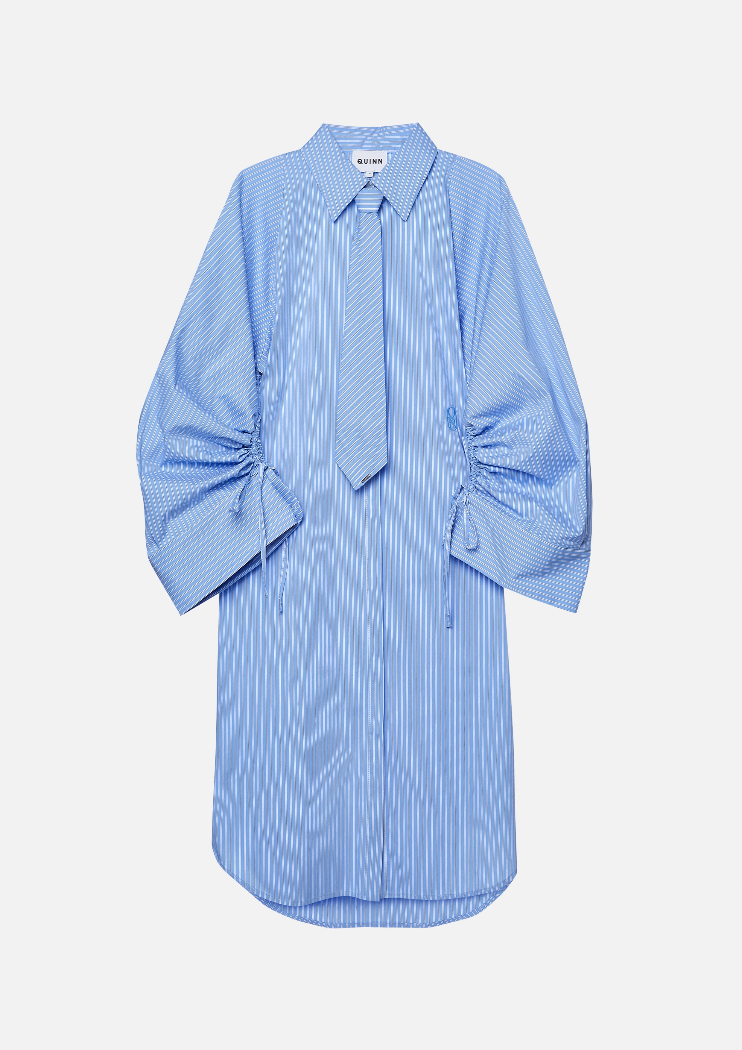 Stripe Drawstring Sleeve Mini Dress