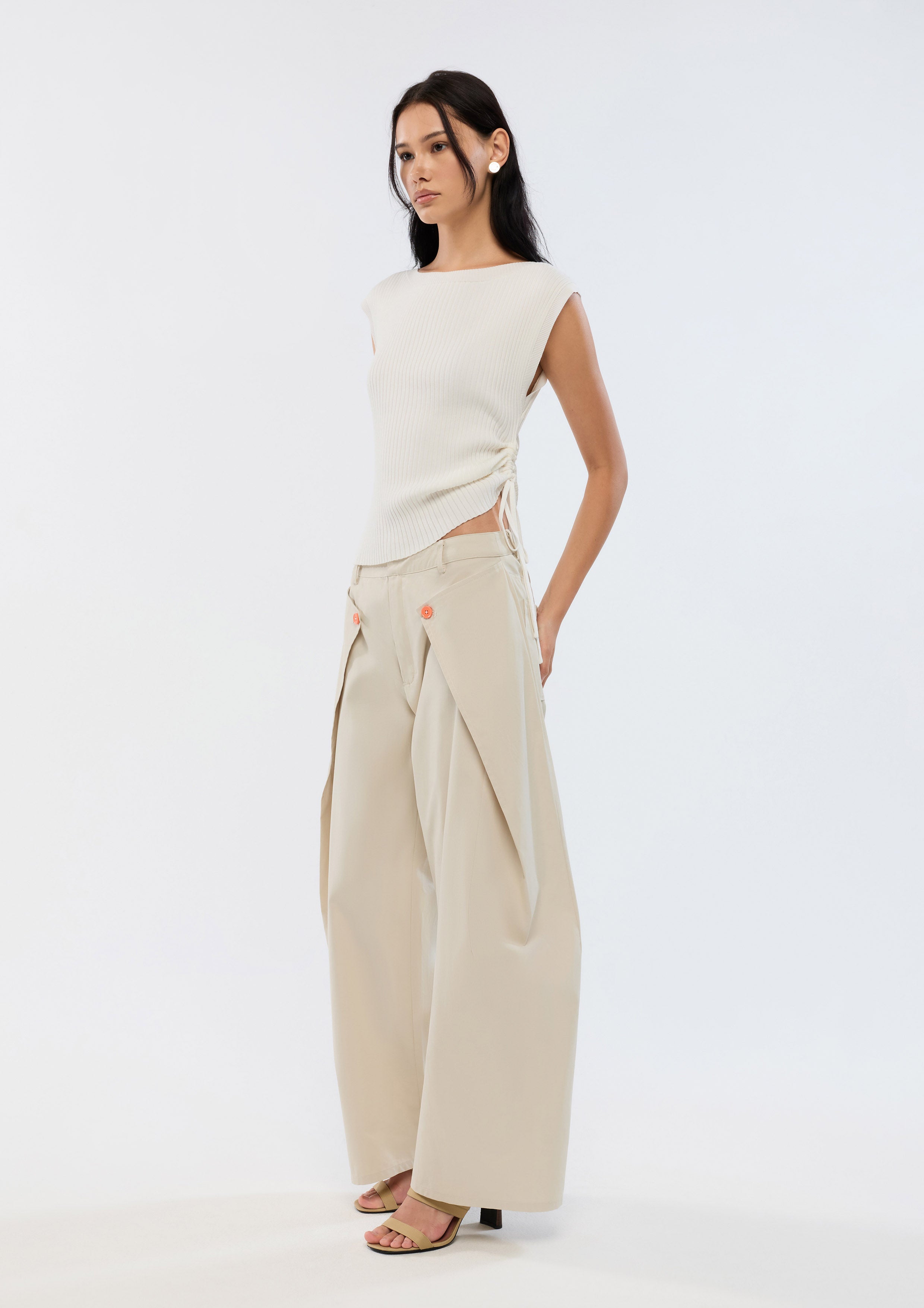 Side Drawstring Knitted Top