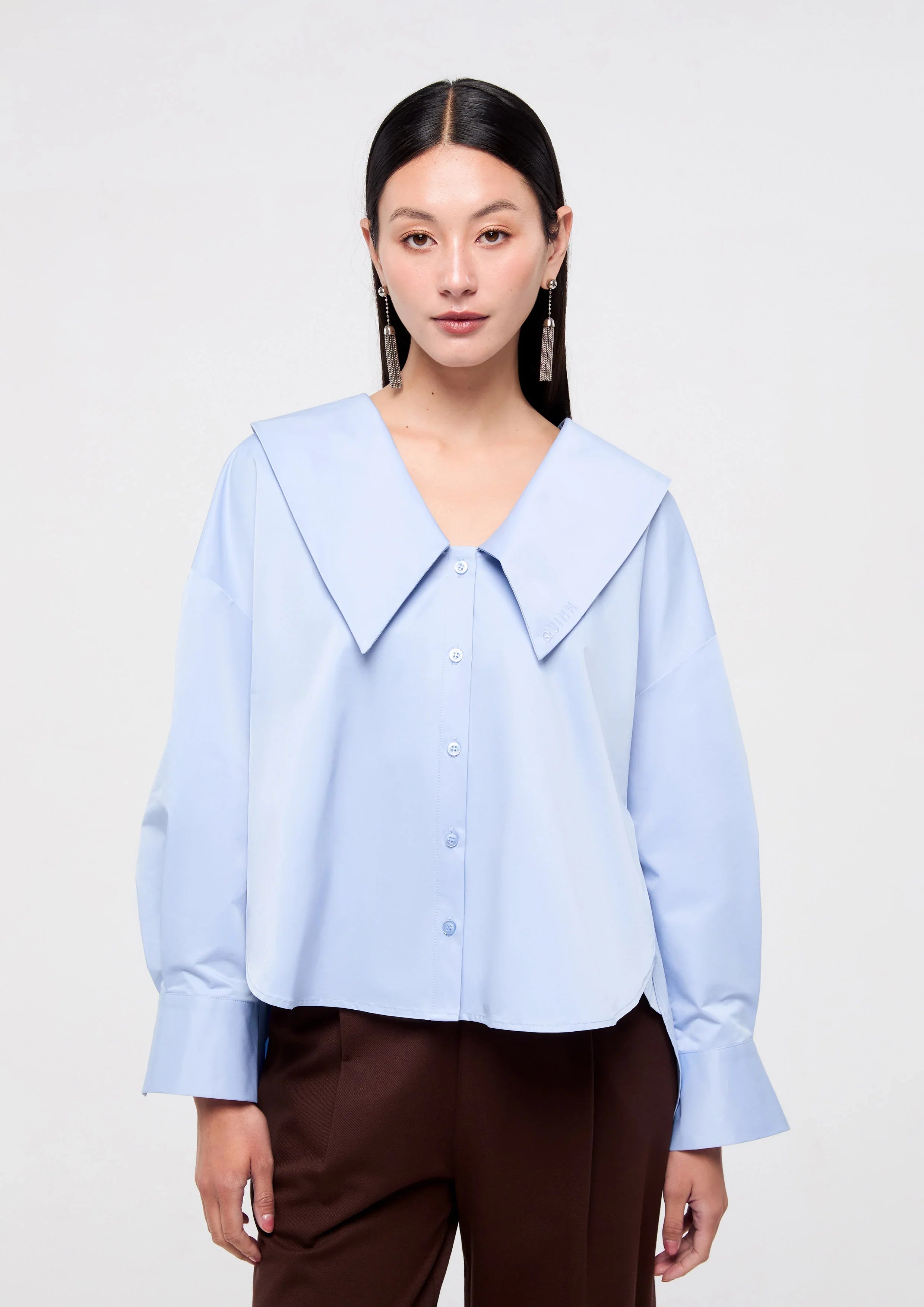 Oversized Collar Long Sleeve Shirt