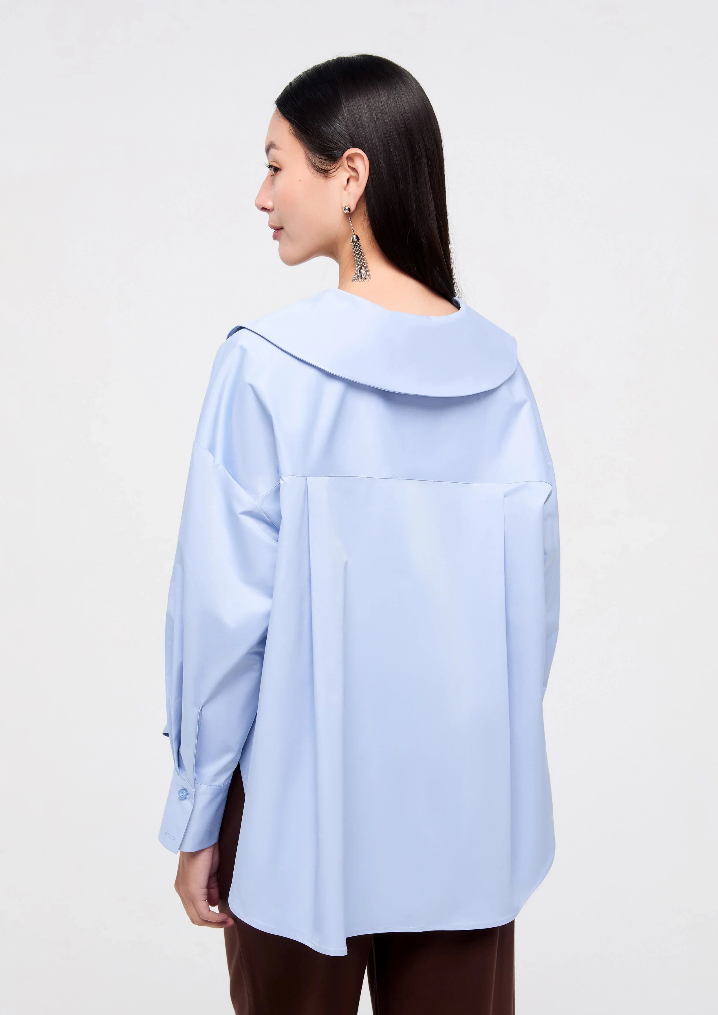 Oversized Collar Long Sleeve Shirt